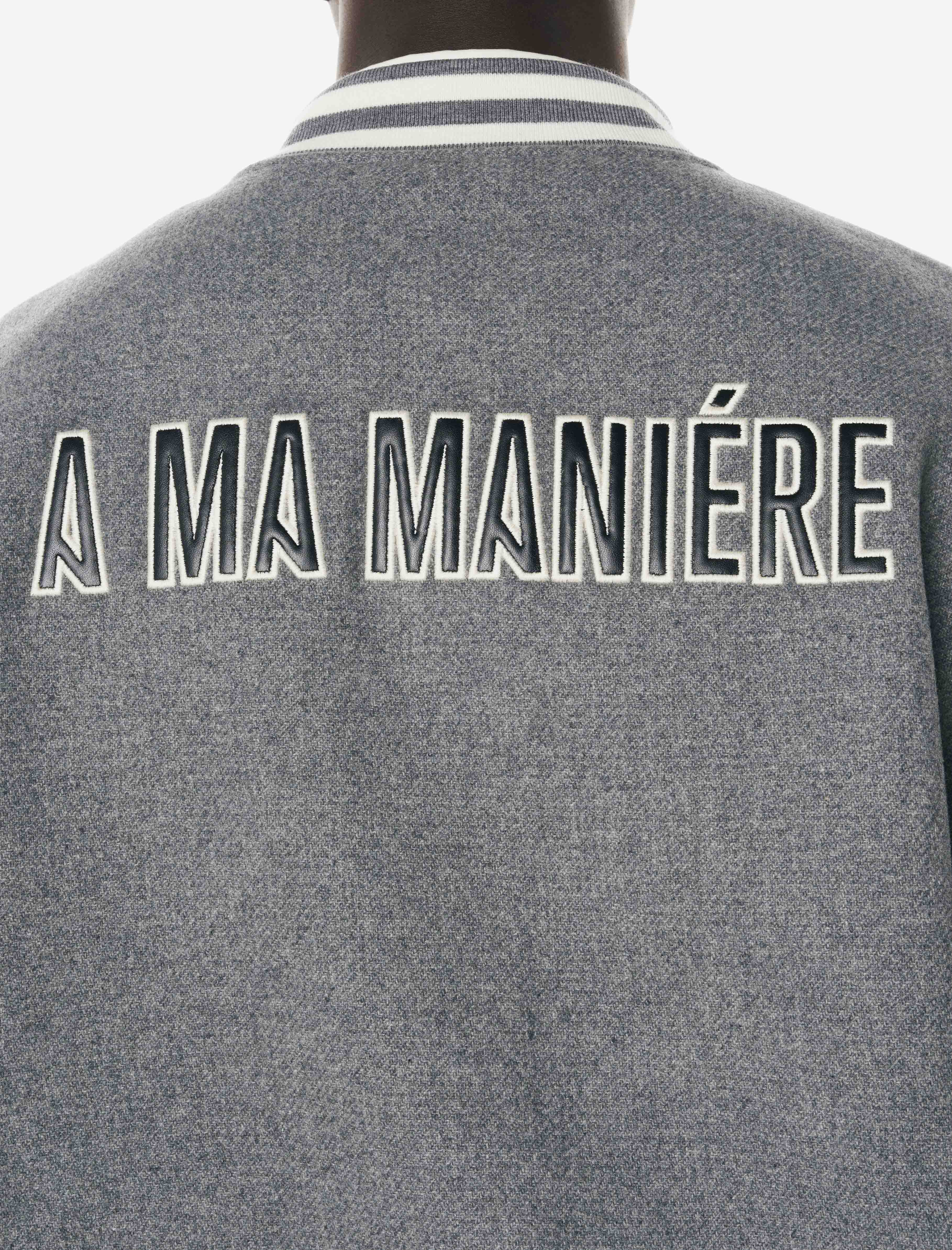 A MA MANIÉRE LEGACY GREY VARSITY JACKET