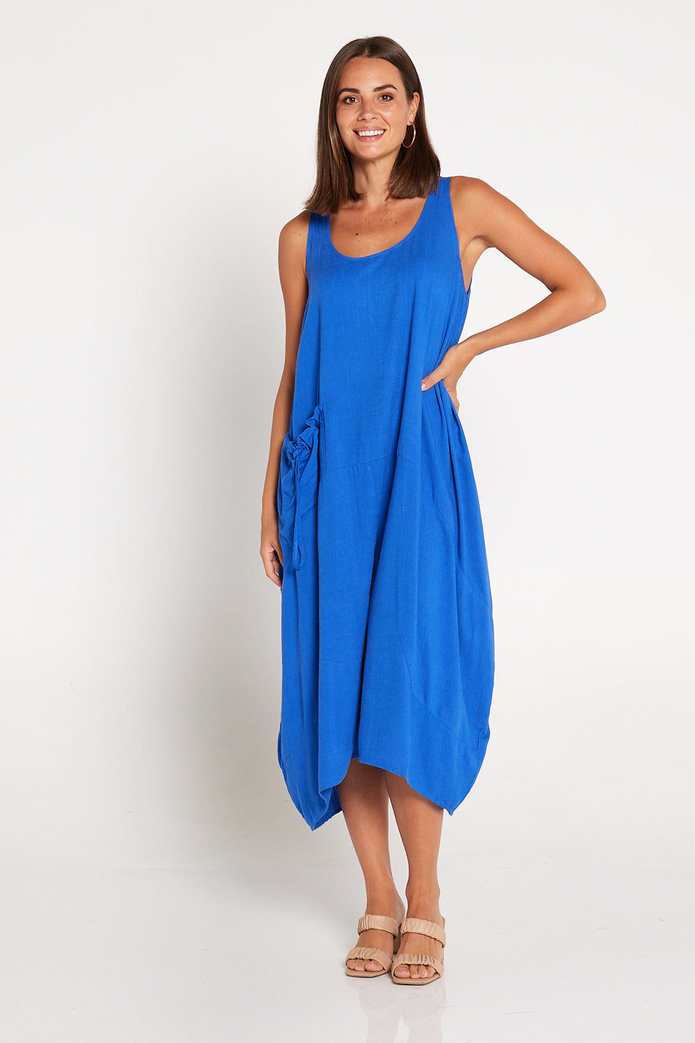 Maisie Cotton Pocket Dress - Blue
