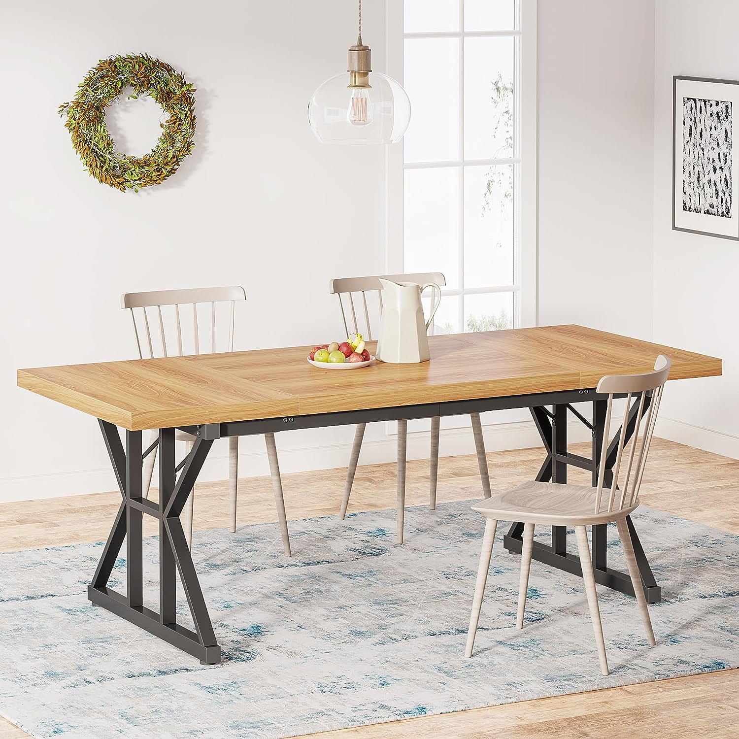 Wood Dining Table, Farmhouse 70.8