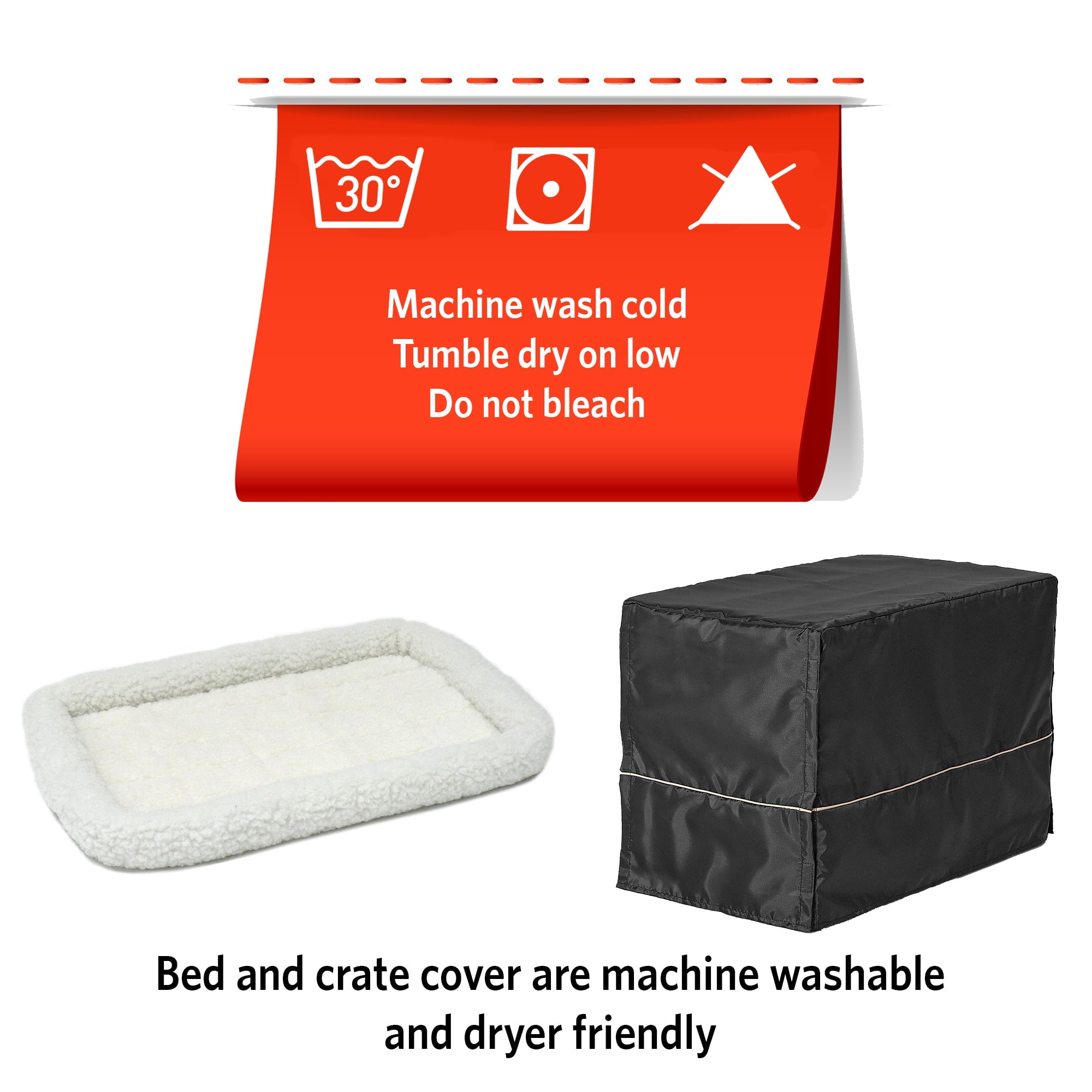 generic Dog Crate Starter Kit | 1 Double-Door iCrate， 1 Pet Bed， 1Crate Cover and 2 Pet Bowls， Large 42