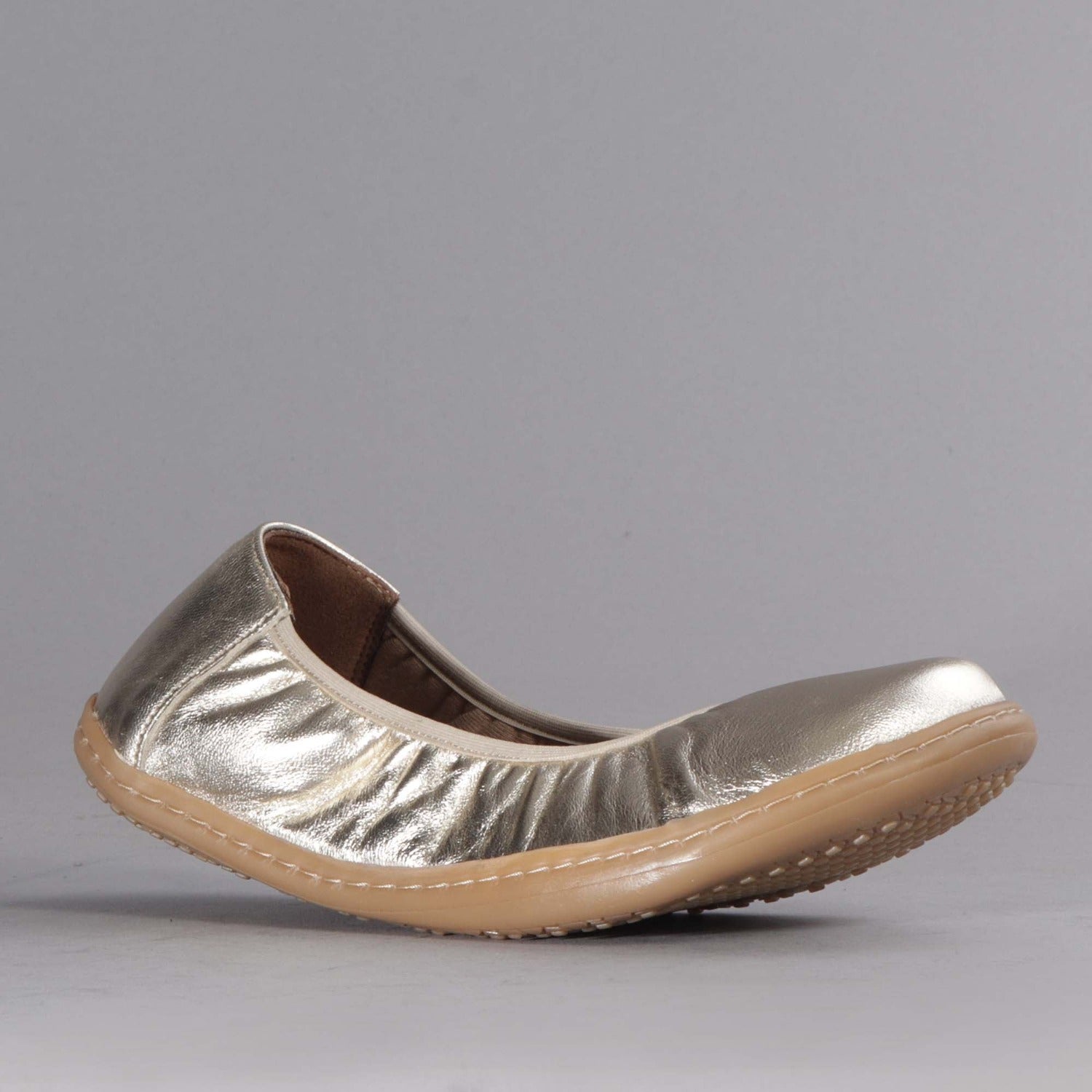 Elasticated Barefoot Pump with Removable Footbed in Gold - 12530