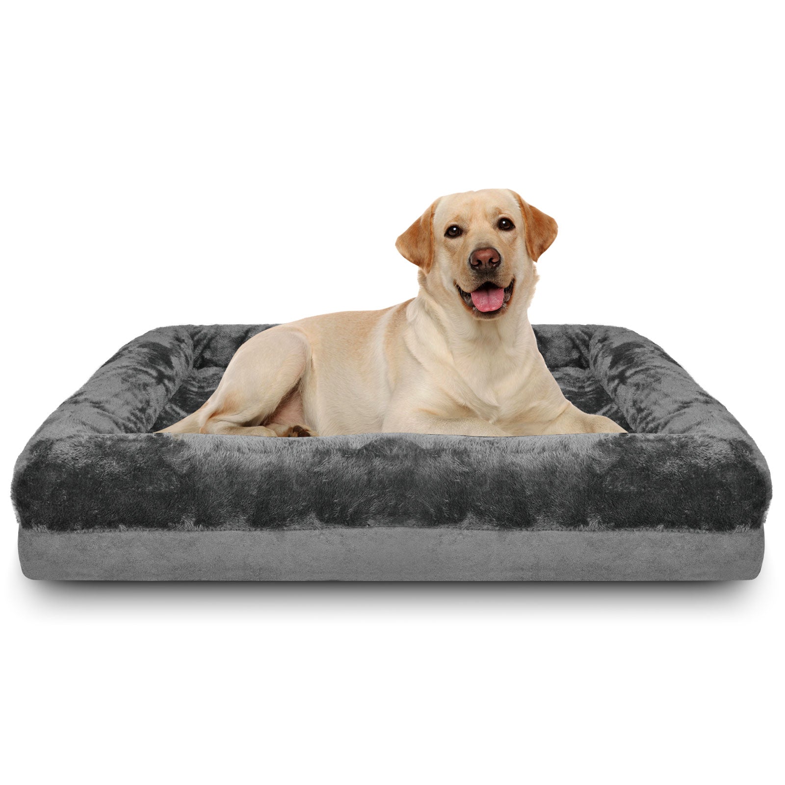 Midrising Orthopedic Dog Bed for Small/Medium/Large Dogs， Egg-Crate Foam Bolster Pet Bed with Removable Washable and Waterproof Cover，Dog Sofa Bed，Dog Mat for Crates and Couch，Puppy Bed