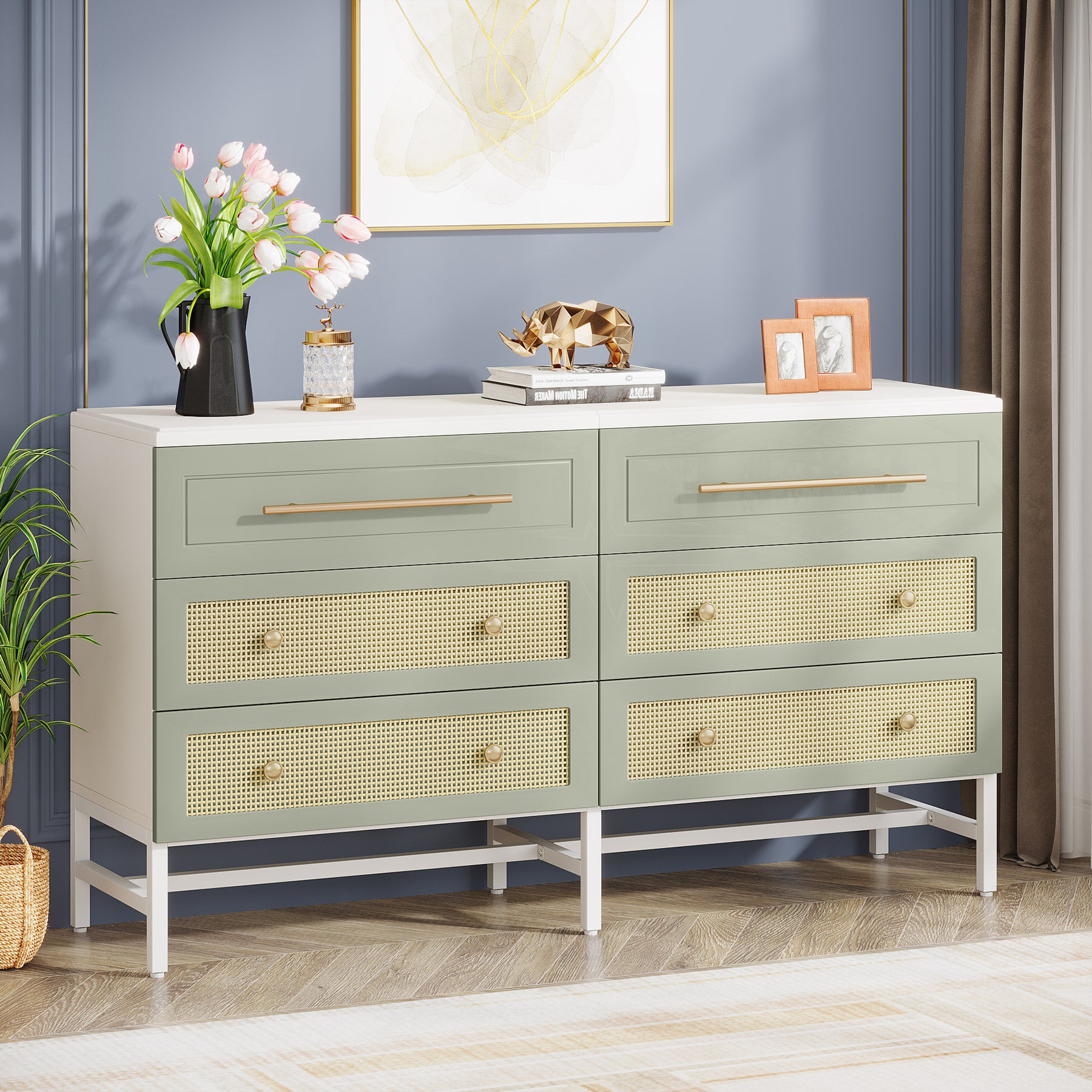 Modern 6 Drawer Dresser, 55