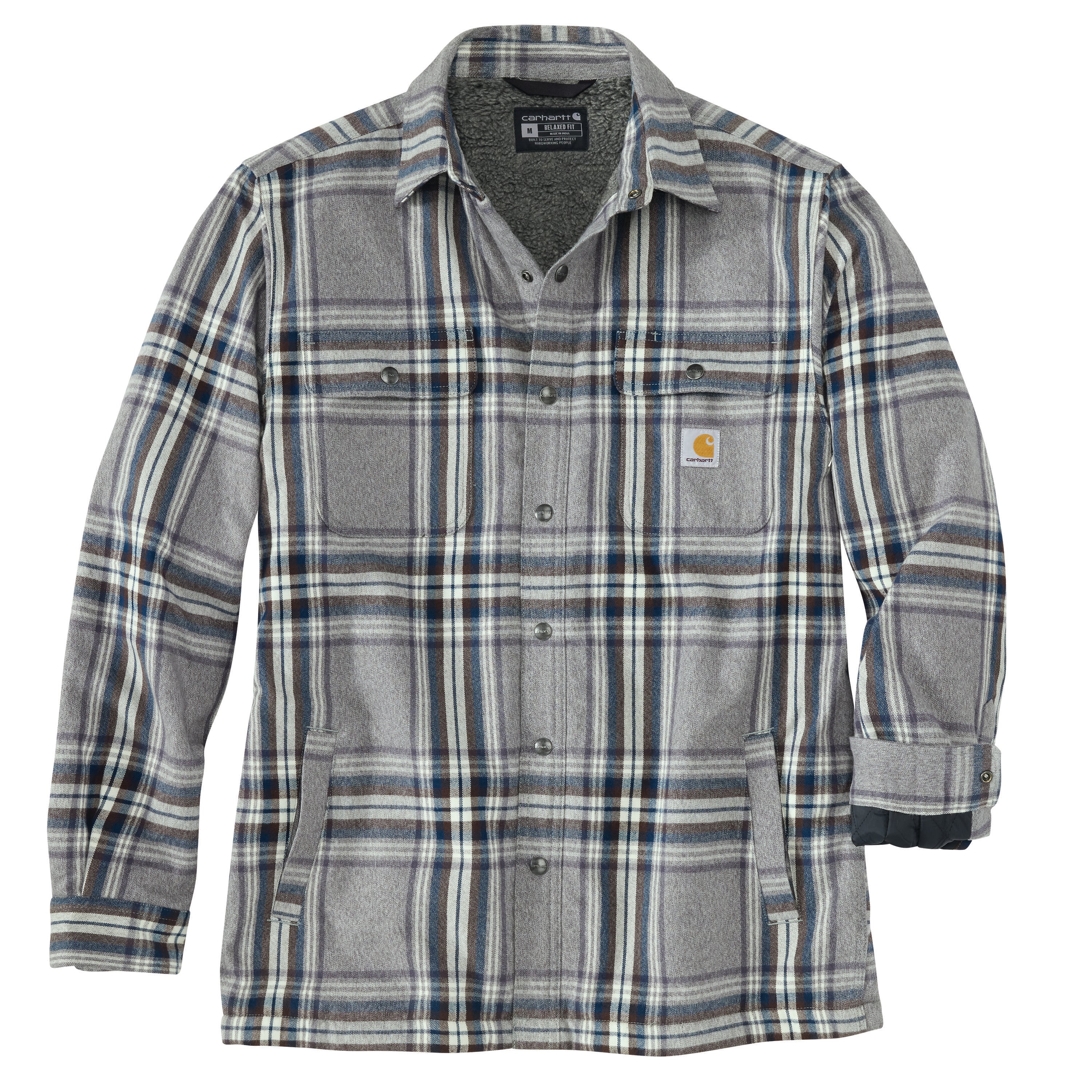 Carhartt Men's Relaxed Fit Flannel Sherpa-Lined Shirt Jac