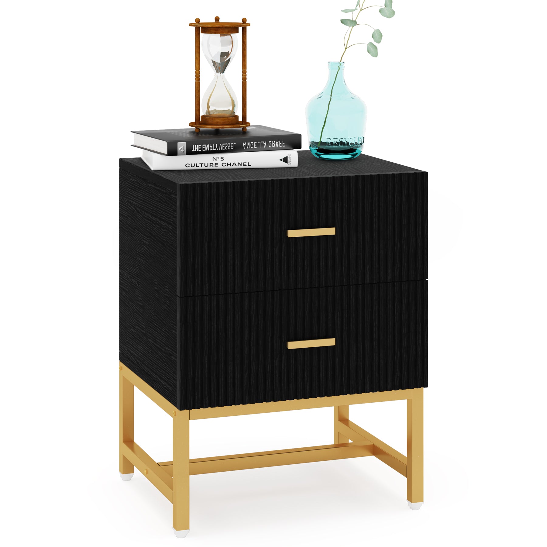 2-Drawer Nightstand, Modern Bedside End Table with Storage