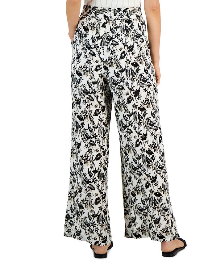 Women's Printed Pull-On Wide-Leg Pants， Created for Macy's