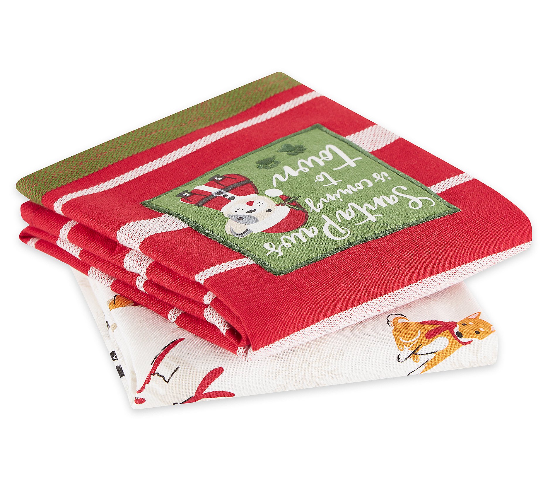 Design Imports Set of 2 Santa Paws  Kitchen Towels