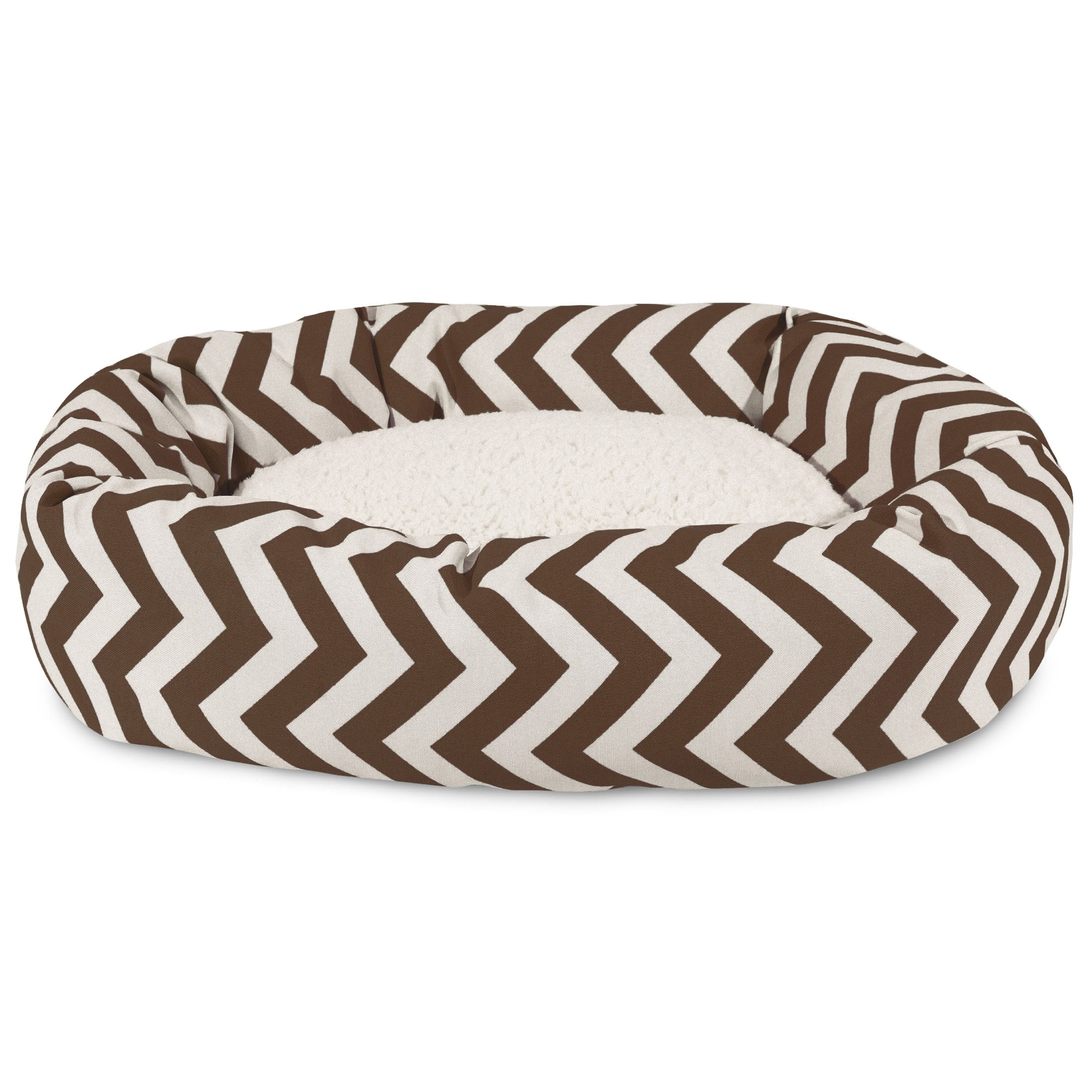Majestic Pet | Chevron Sherpa Bagel Pet Bed For Dogs， Chocolate， Large