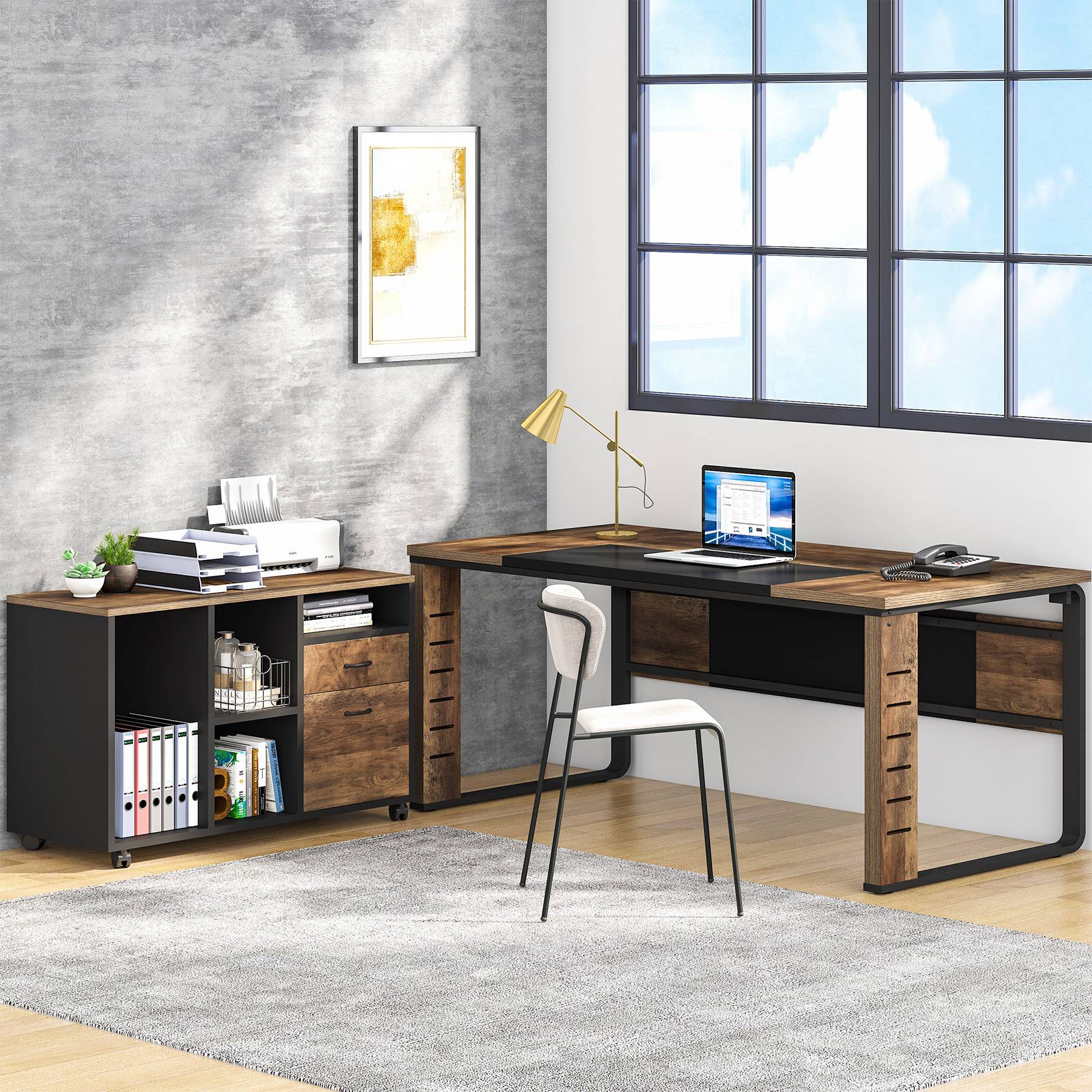 Modern L-Shaped Desk, 59