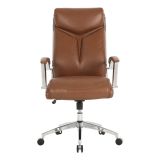 Modern Comfort Verismo Bonded Leather High-Back Executive Chair， Brown/Chrome， BIFMA Certified