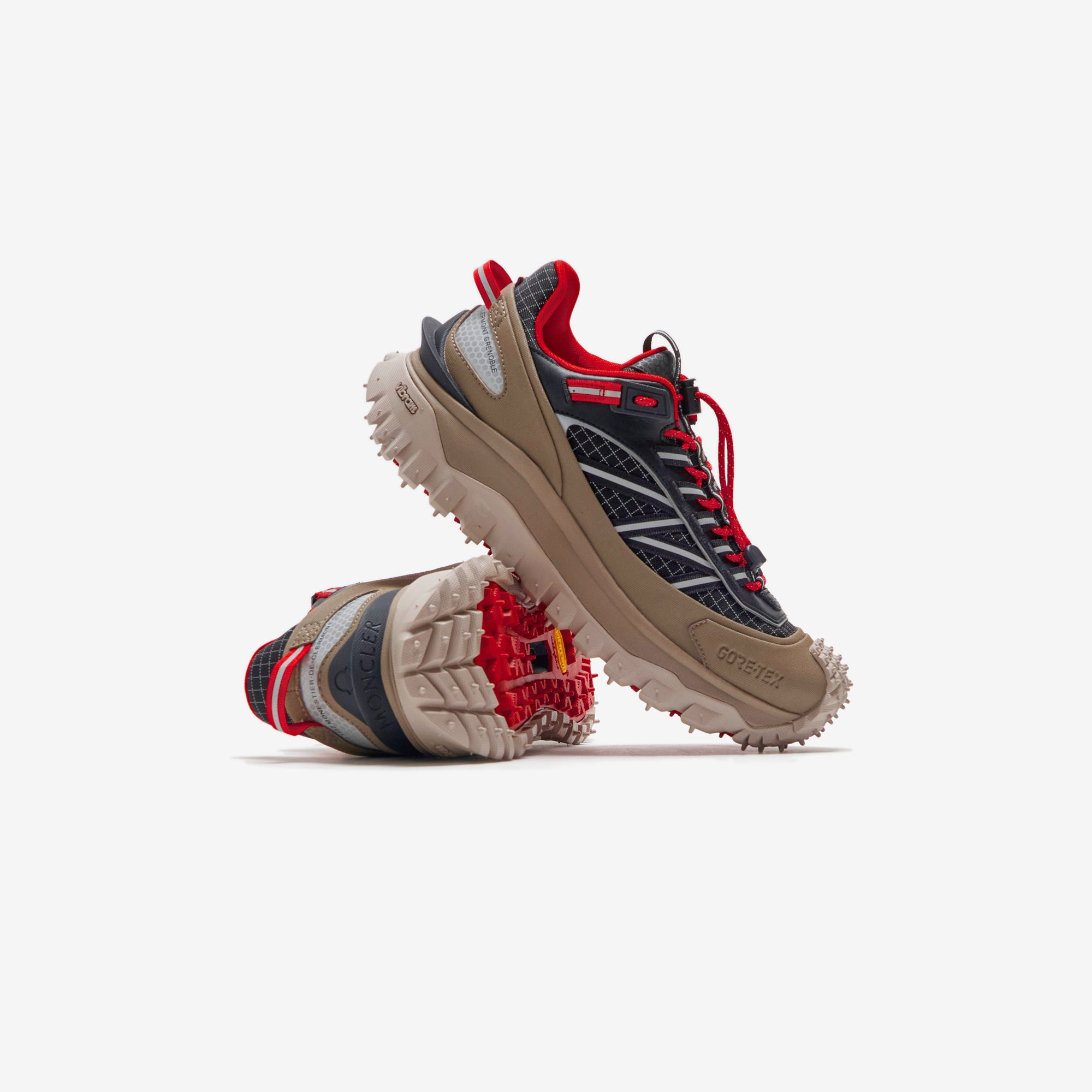 Moncler Trailgrip GTX Low Top Sneakers - Red / Taupe / Black