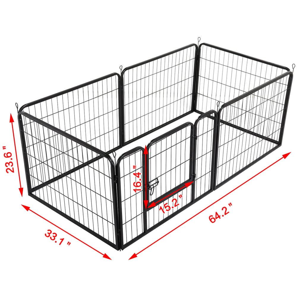 Topeakmart 6 Panels Heavy Duty Pet Playpen Dog Exercise Pen Cat Fence， 23.6''H， Black