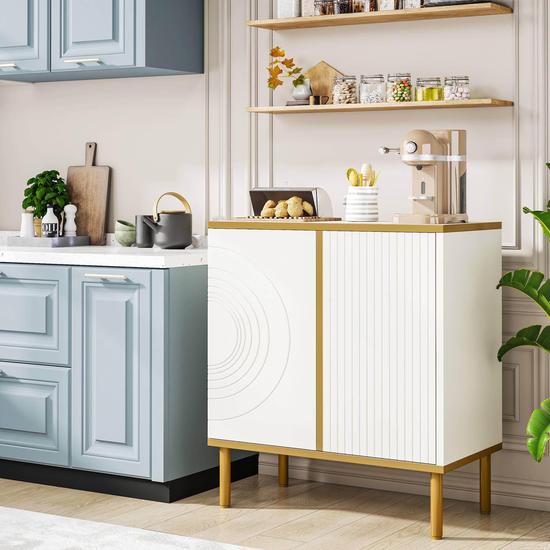 Modern Sideboard Buffet, Mid-Century Accent Cabinet with Adjustable Shelf