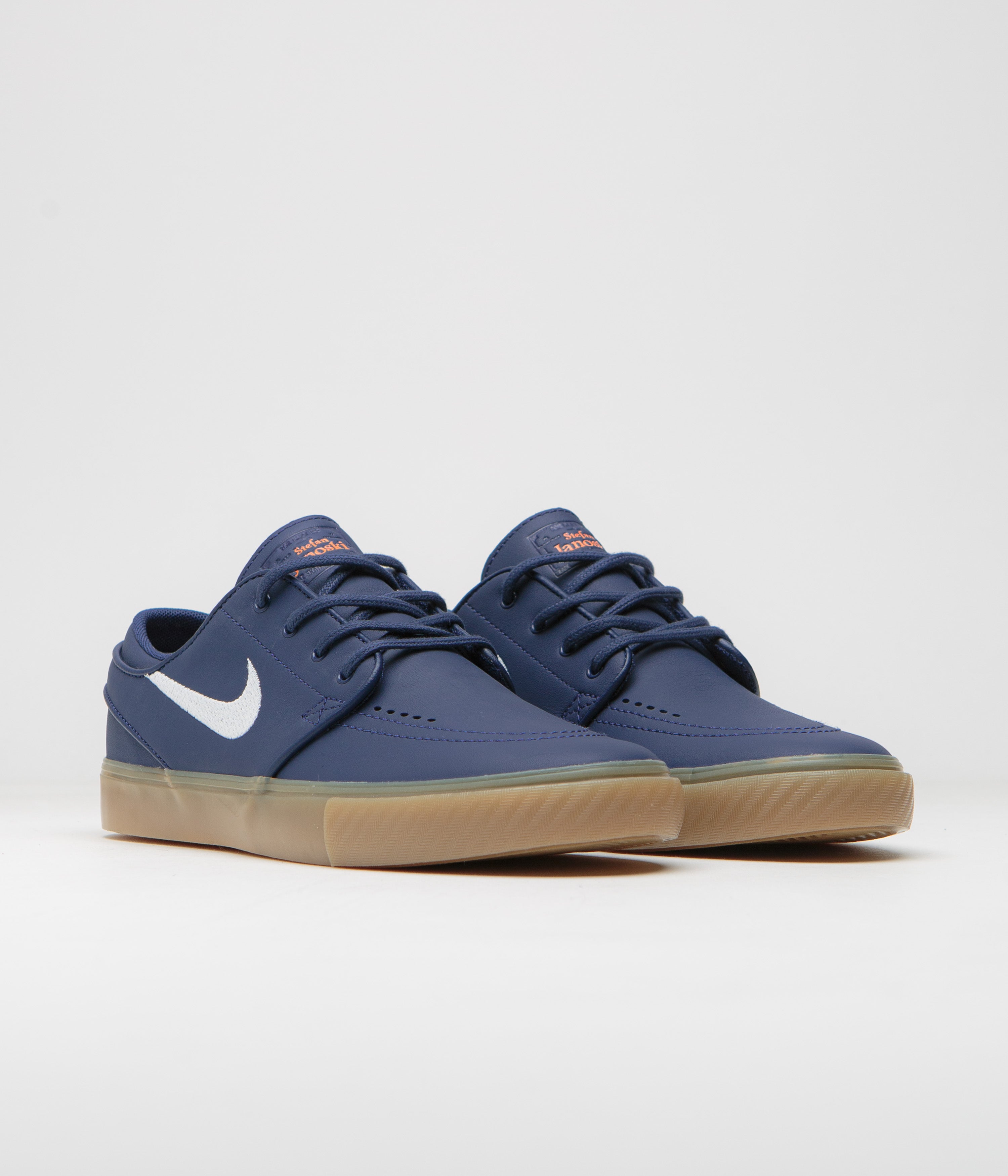 Nike SB Orange Label Janoski OG+ Shoes - Navy / White - Navy - Gum Light Brown