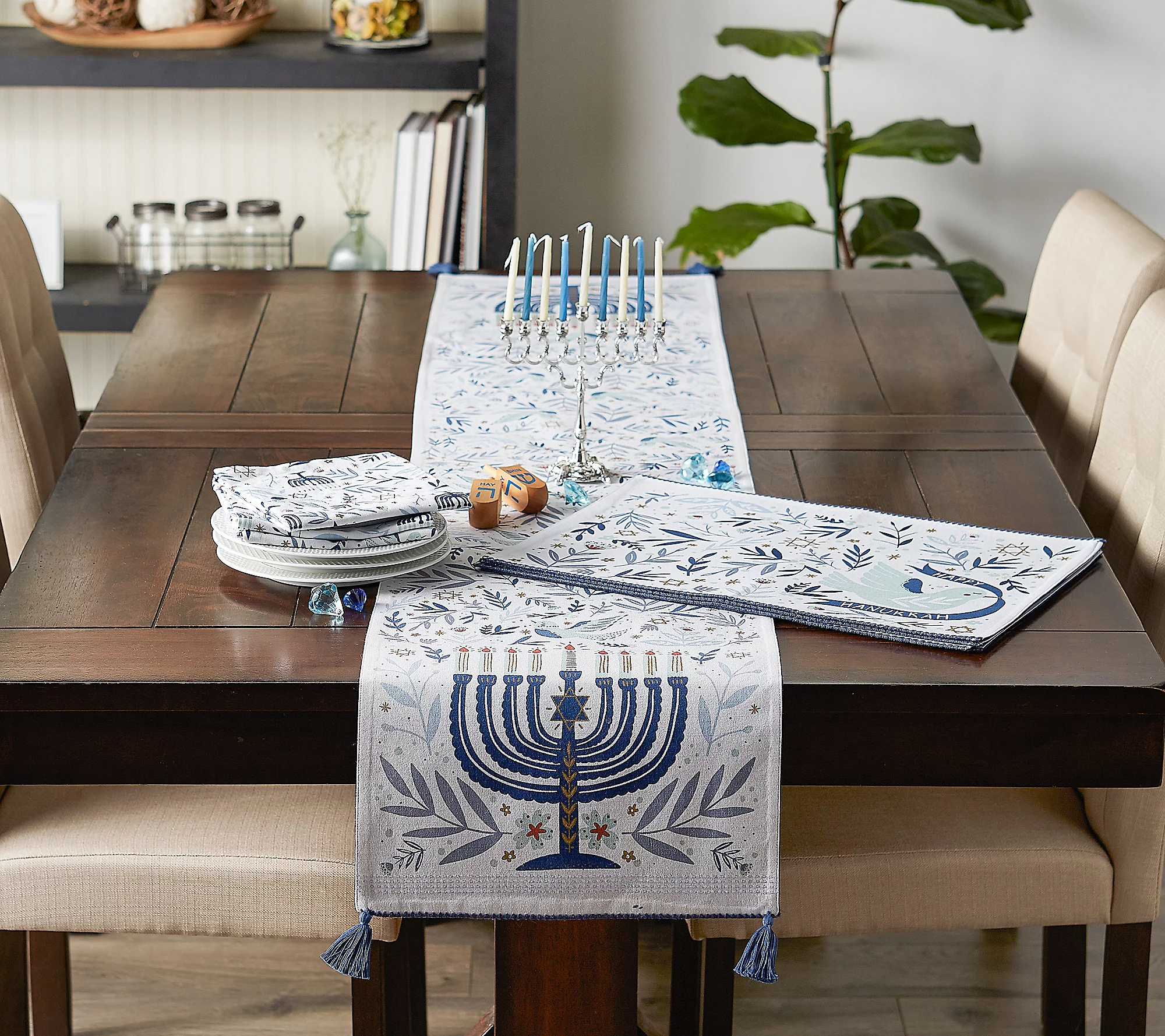 Design Imports Set of 4 Hanukkah Dove Printed P lacemats