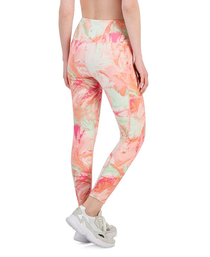 Women's Compression Printed Side-Pocket 7/8 Leggings， Created for Macy's