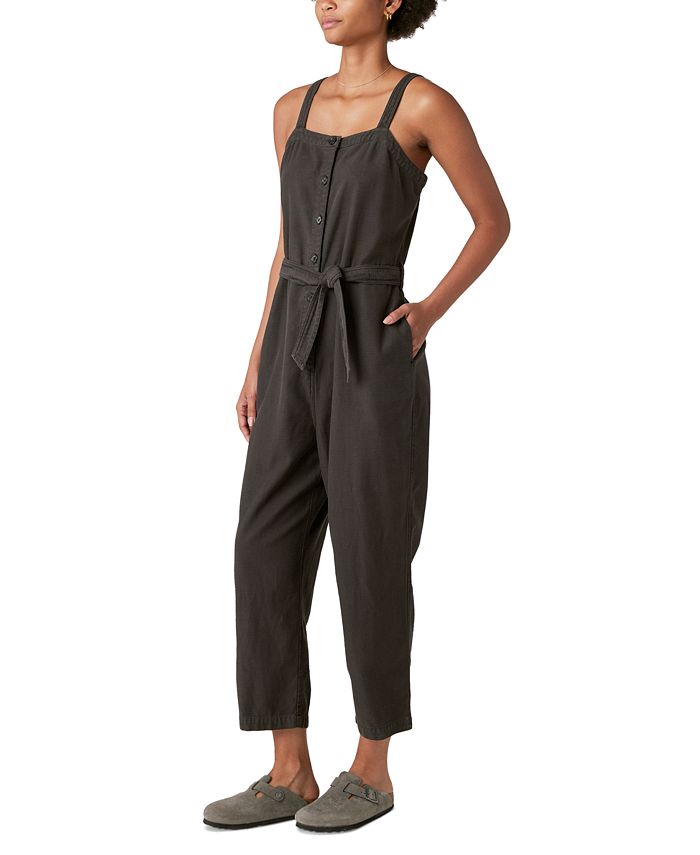 Women's Button-Front Belted Jumpsuit