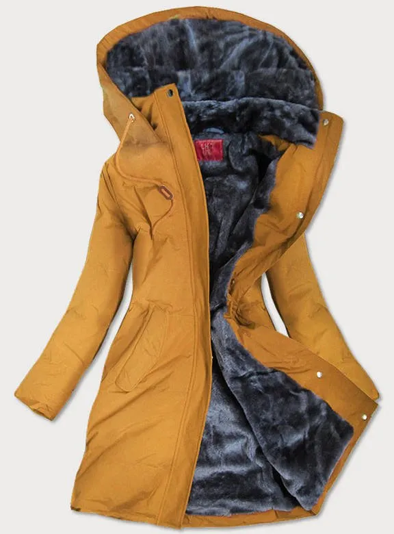 Yellow stitched waterproof ladies jacket