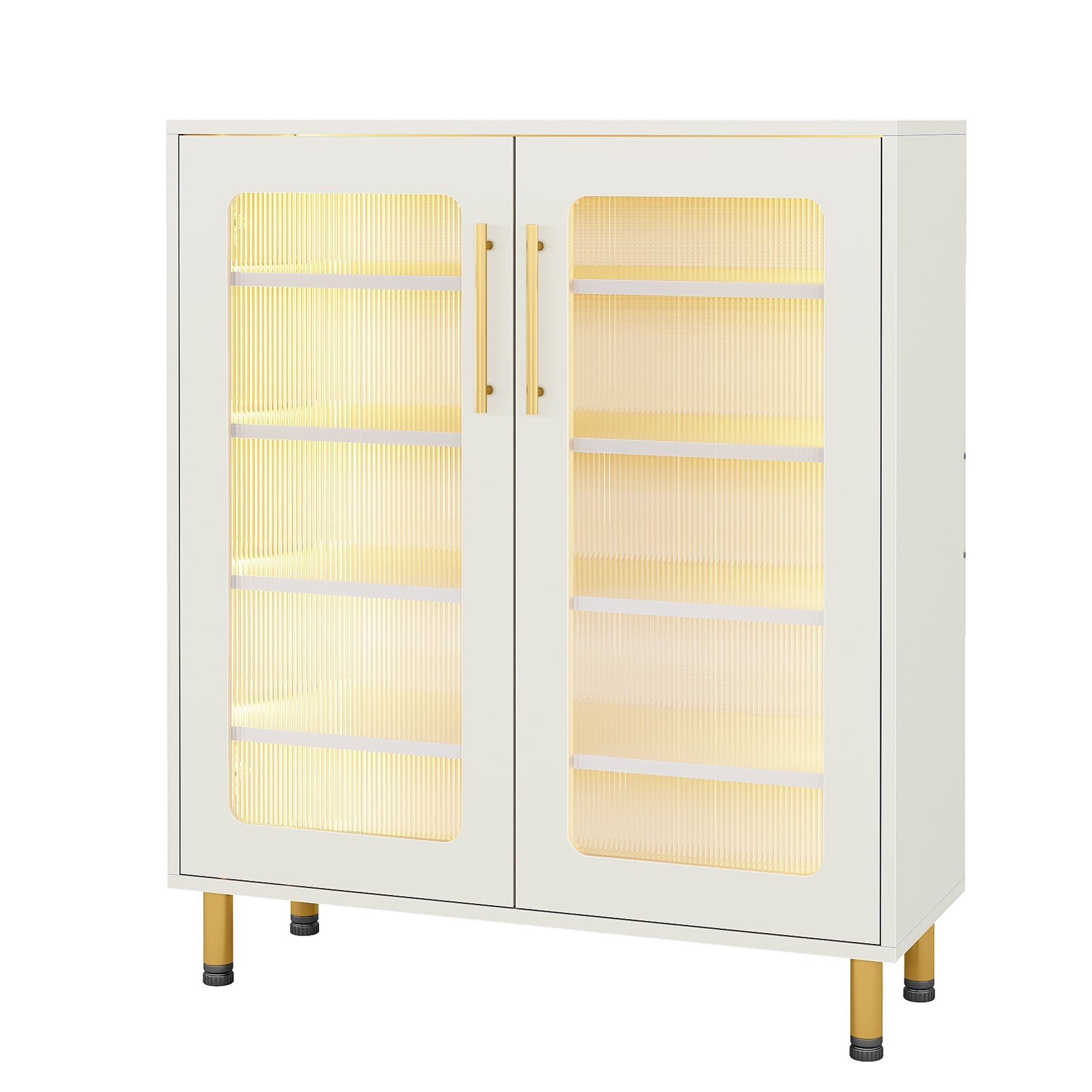 Modern Sideboard Buffet Storage Cabinet with LED Light & Acrylic Doors