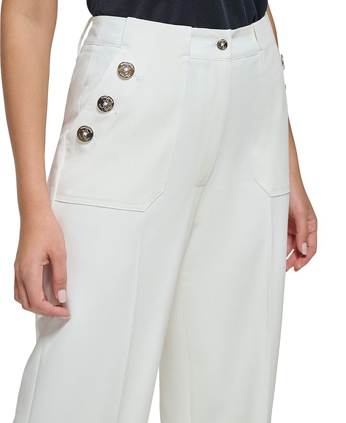 Women's Sailor-Button Wide-Leg Pants