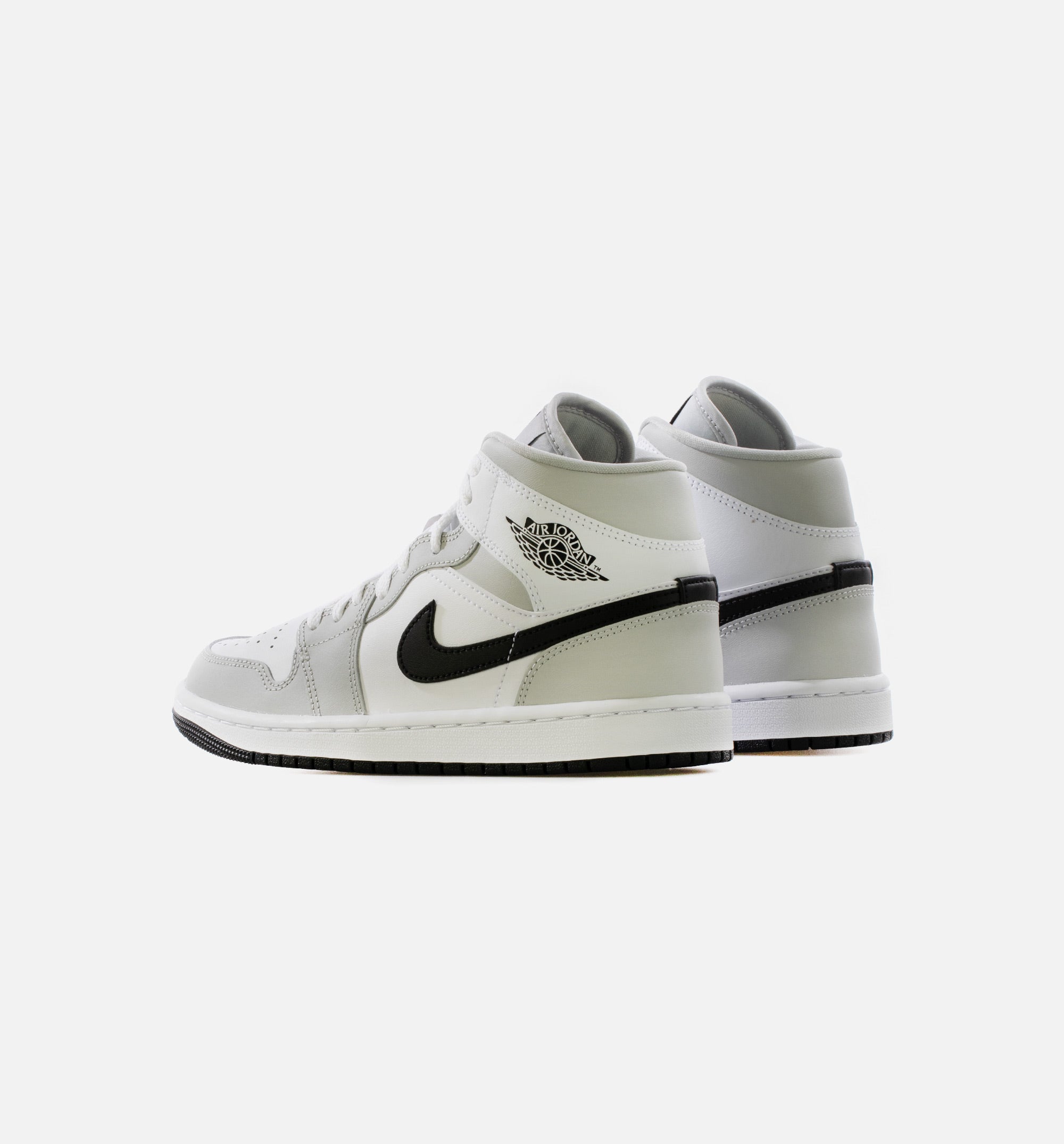 Air Jordan 1 Mid Light Smoke Grey Womens Lifestyle Shoe - White/Light Smoke Grey/Black Limit One Per Customer