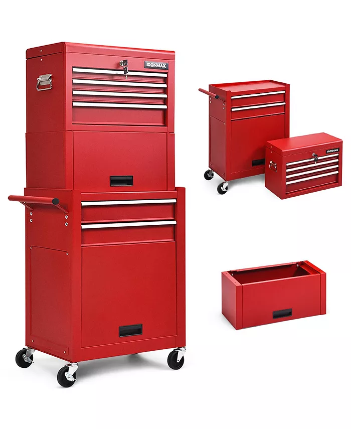 Costway High Capacity 6 Drawer Rolling Tool Chest Storage Cabinet Tool Universal 