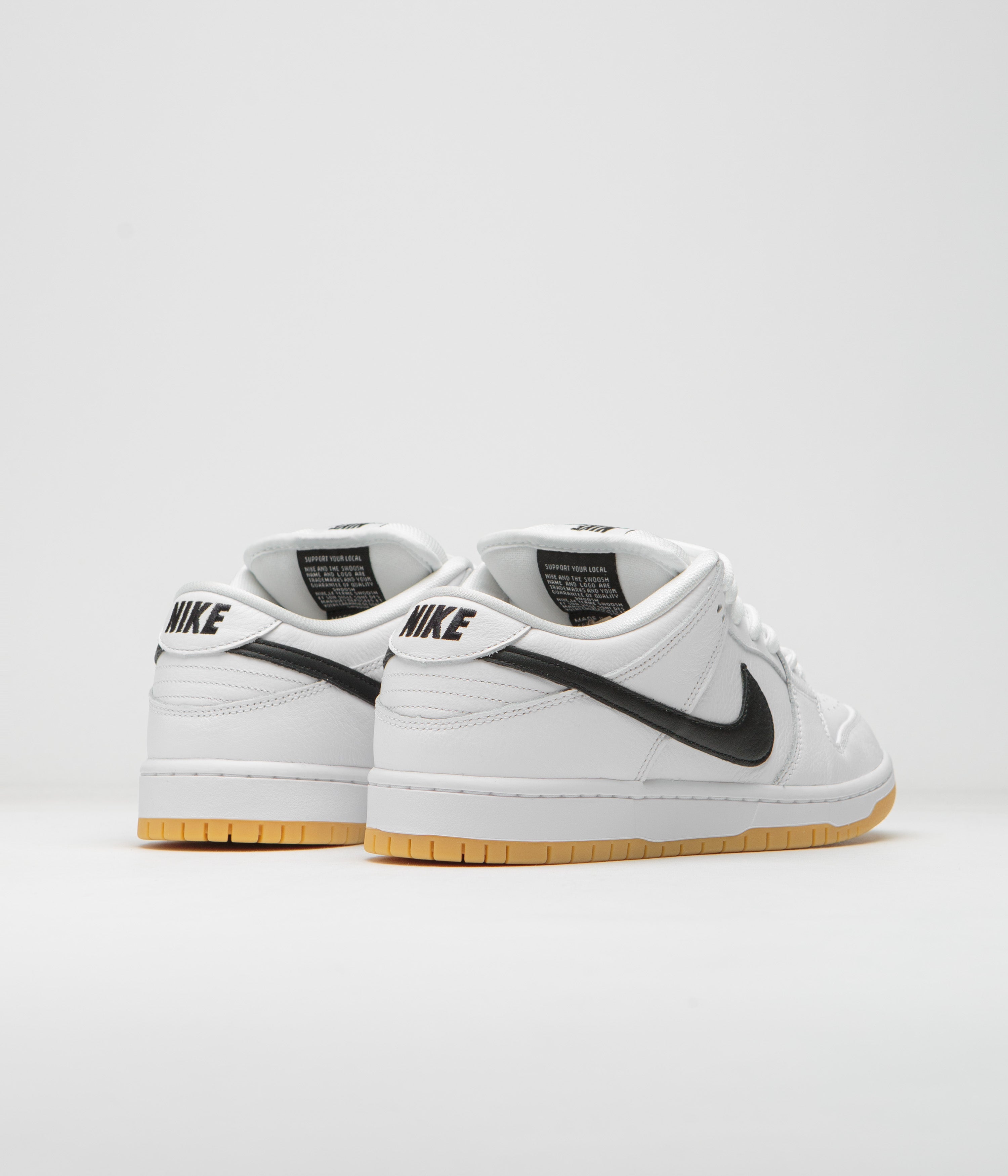 Nike SB Dunk Low Pro Shoes - White / Black - White - Gum Light Brown