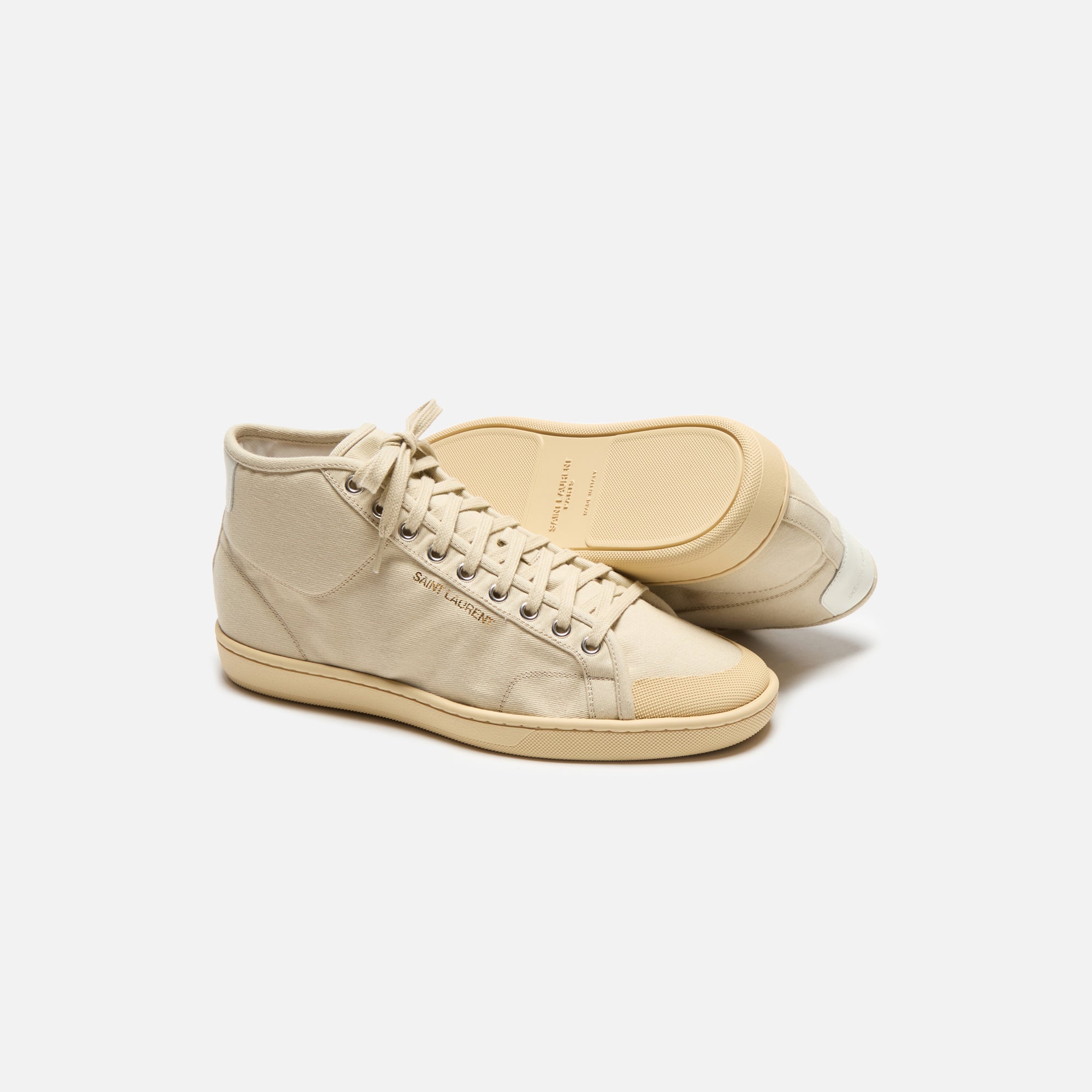 Saint Laurent SL39 Mid Top Sneaker - Beige