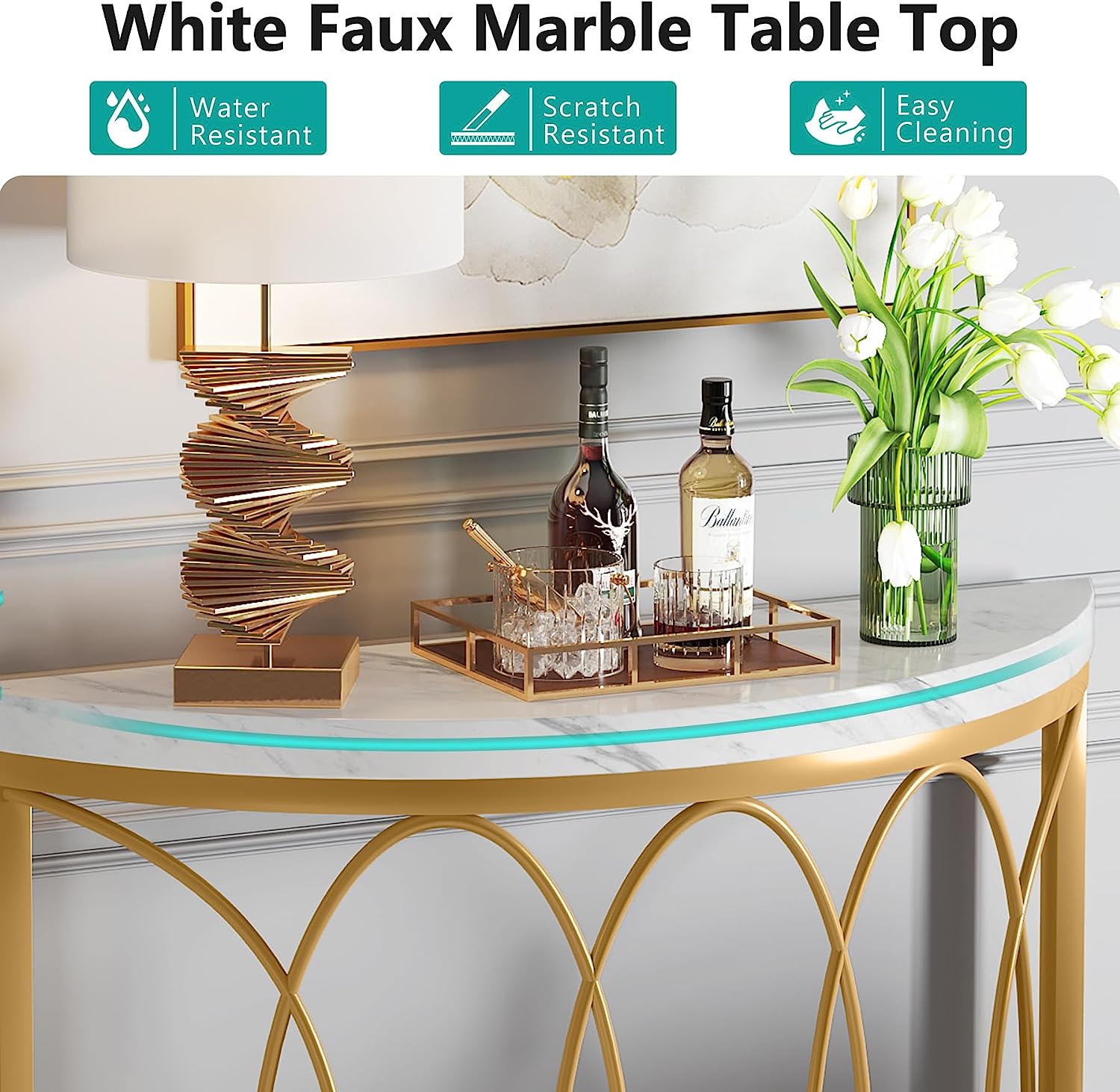 Faux Marble Console Table, 43