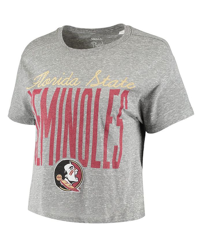 Women's Heathered Gray Florida State Seminoles Sanibel Knobi Crop T-shirt