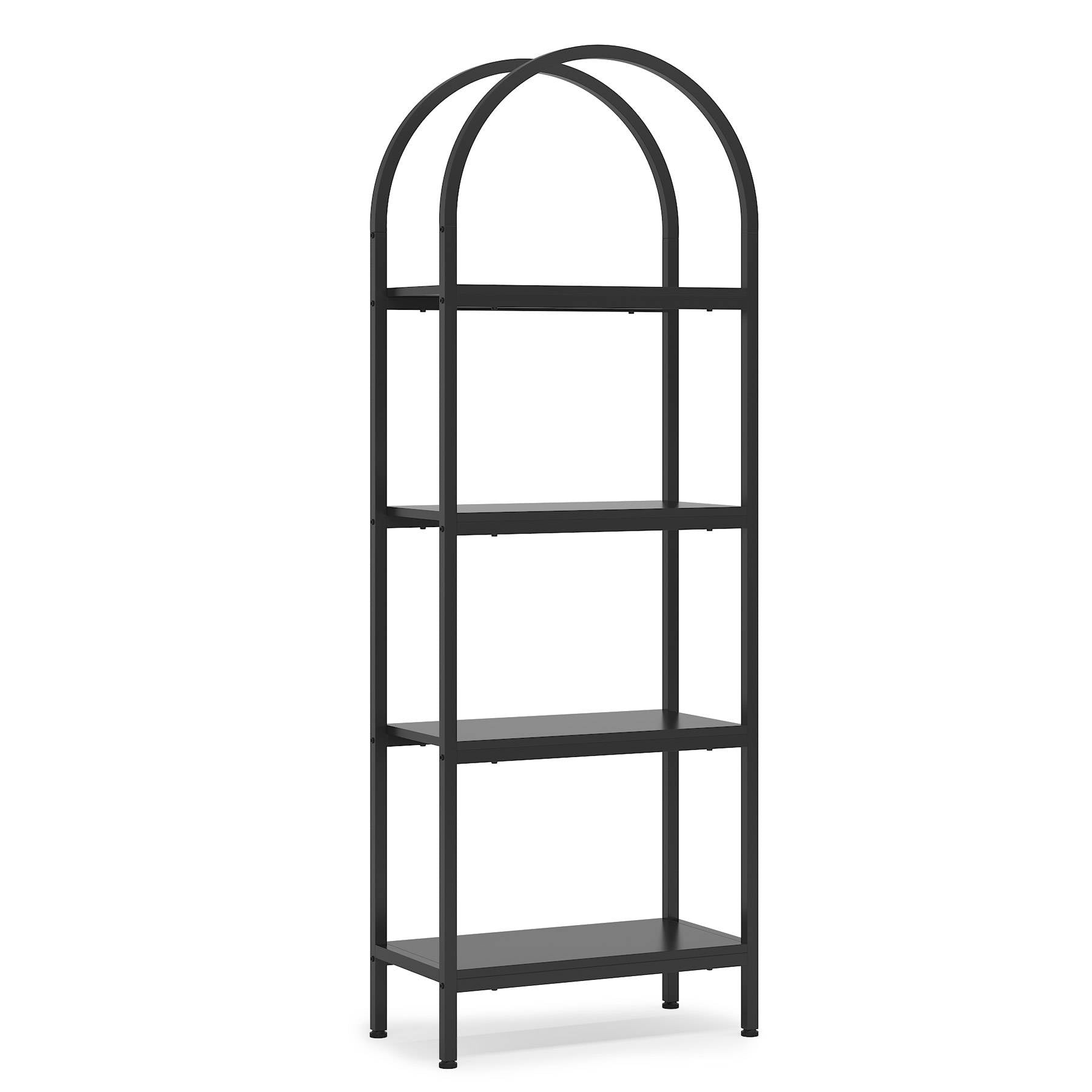 4-Tier / 5-Tier Bookshelf, Arched Bookcase Display Rack with Storage Shelves