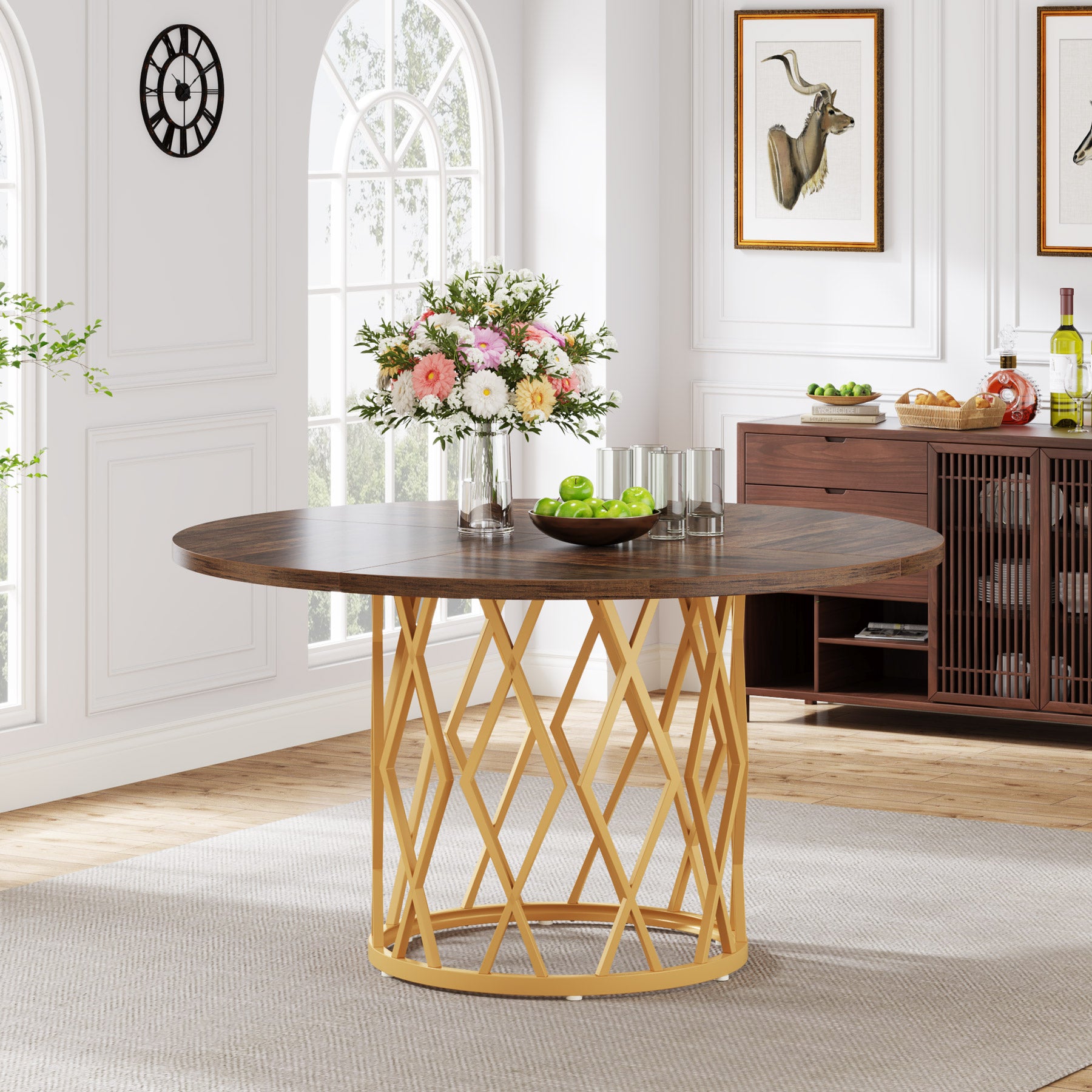 Round Dining Table for 4-6, 47.2