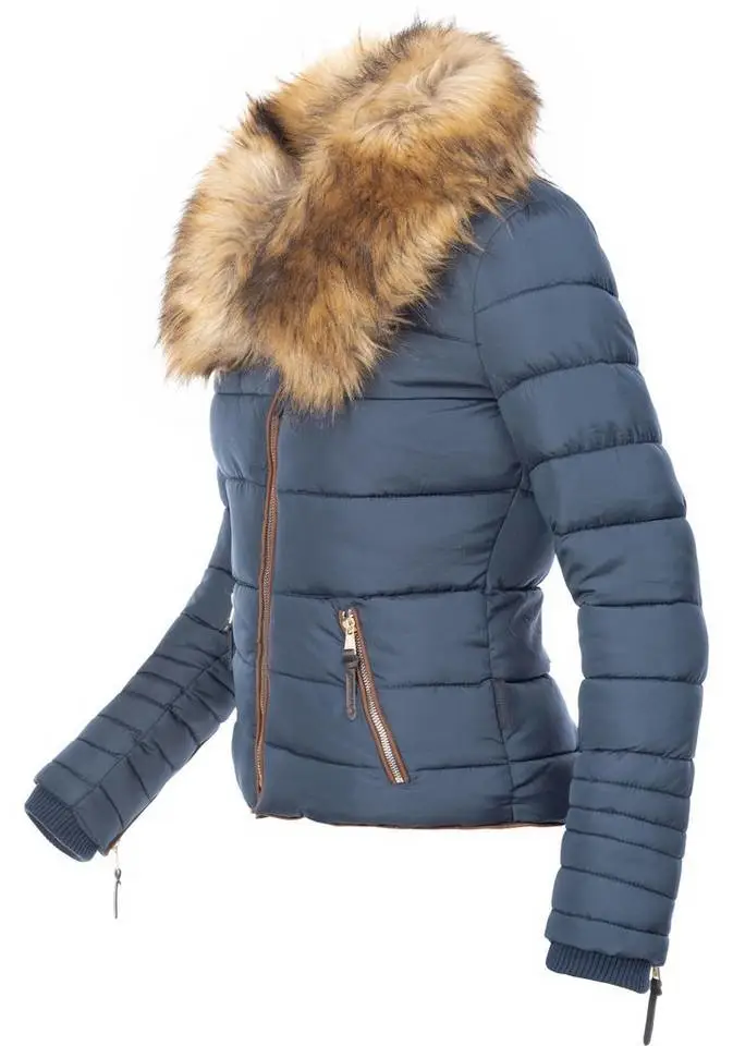 Winter fashion jacket, noble faux fur collar
