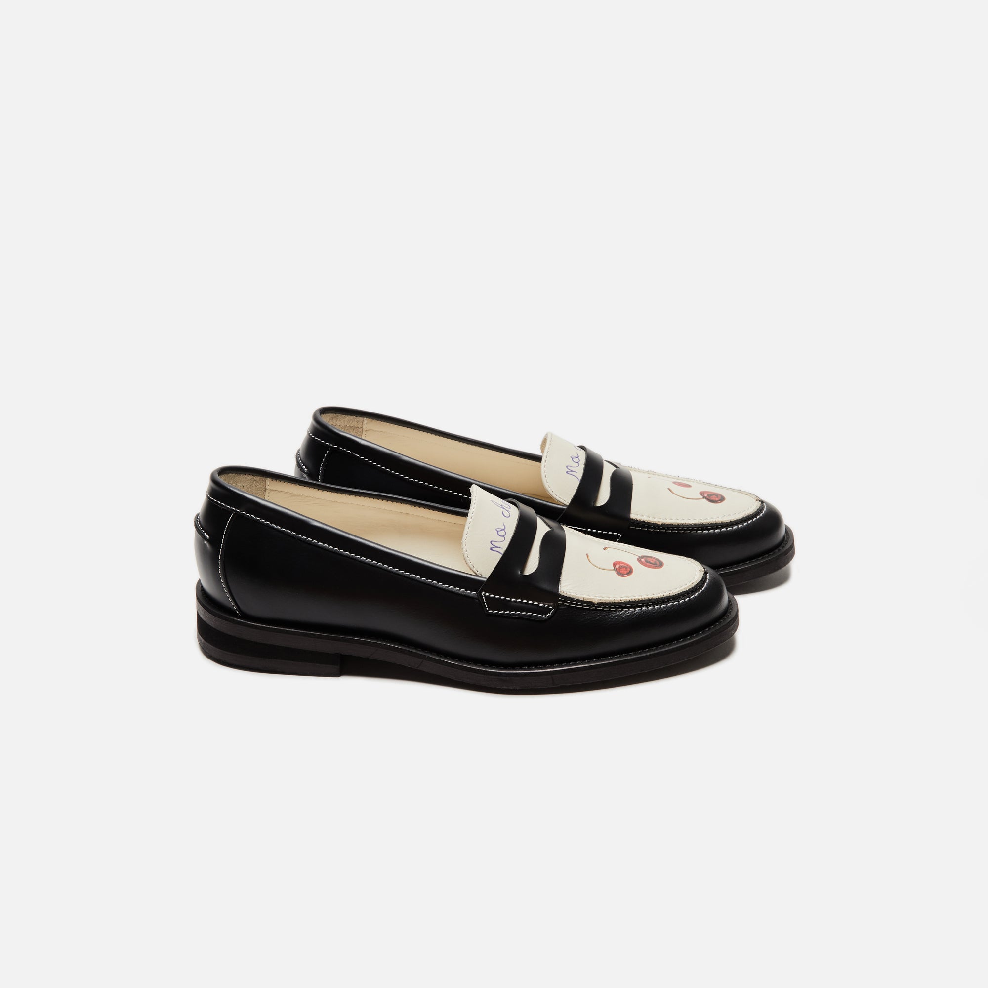 DUKE + DEXTER WMNS Wilde Cherry Penny Loafer - Black / White