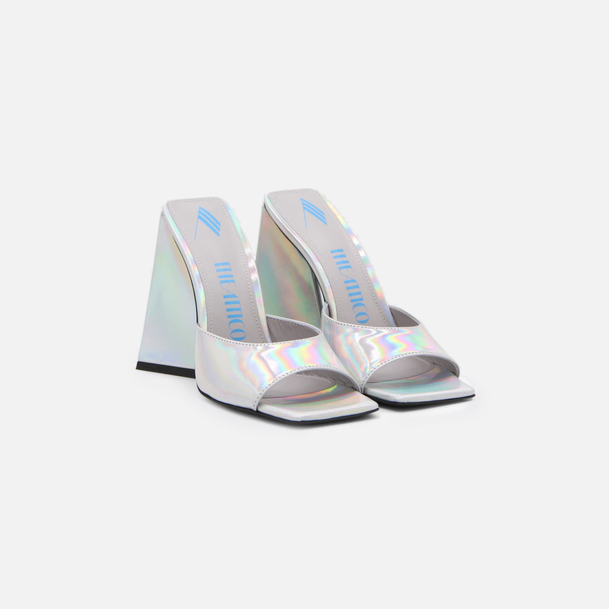 The Attico Devon Mule 115mm - Holographic Silver