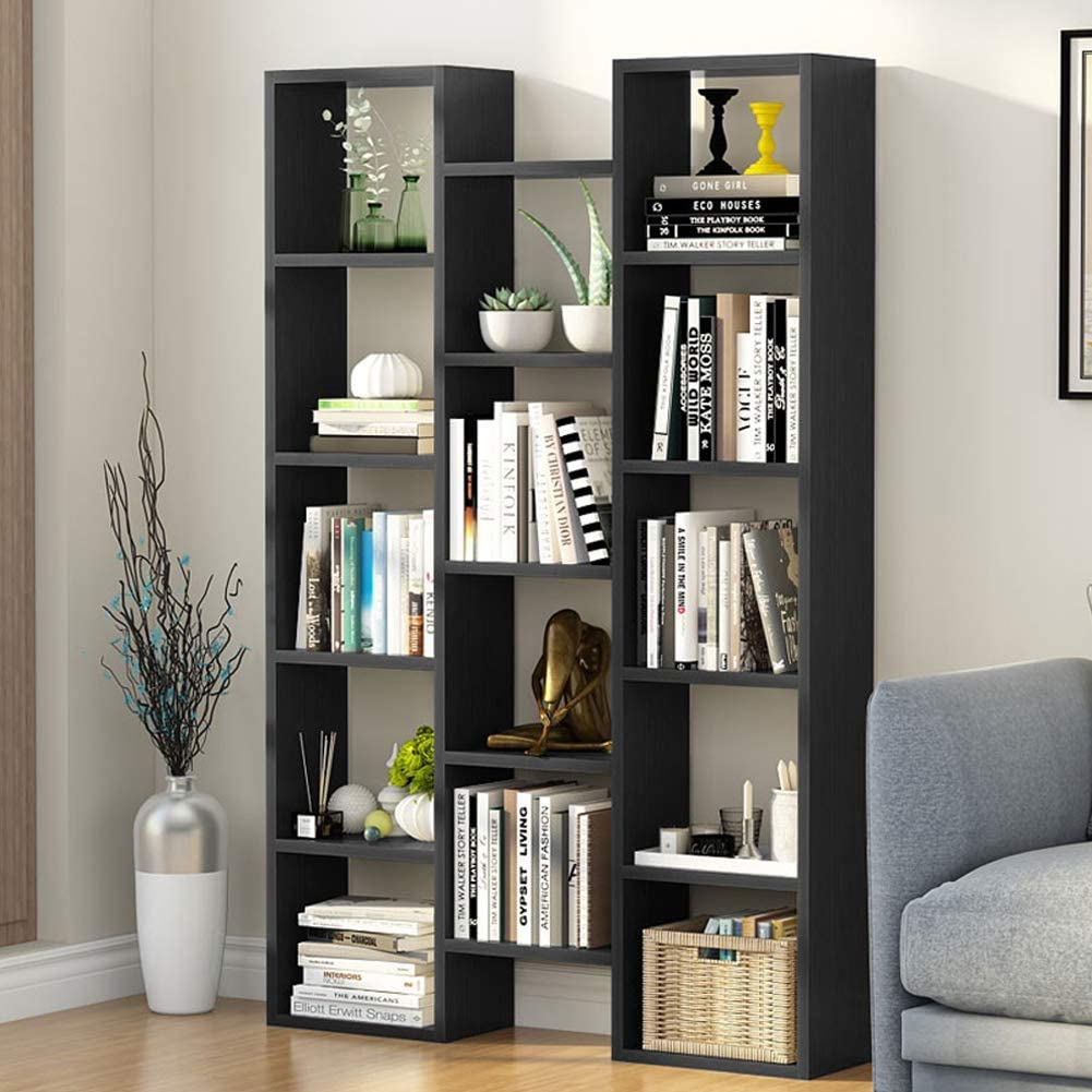 Modern Bookcase, 5-Shelf Storage Organizer with 14-Cube Display Bookshelf