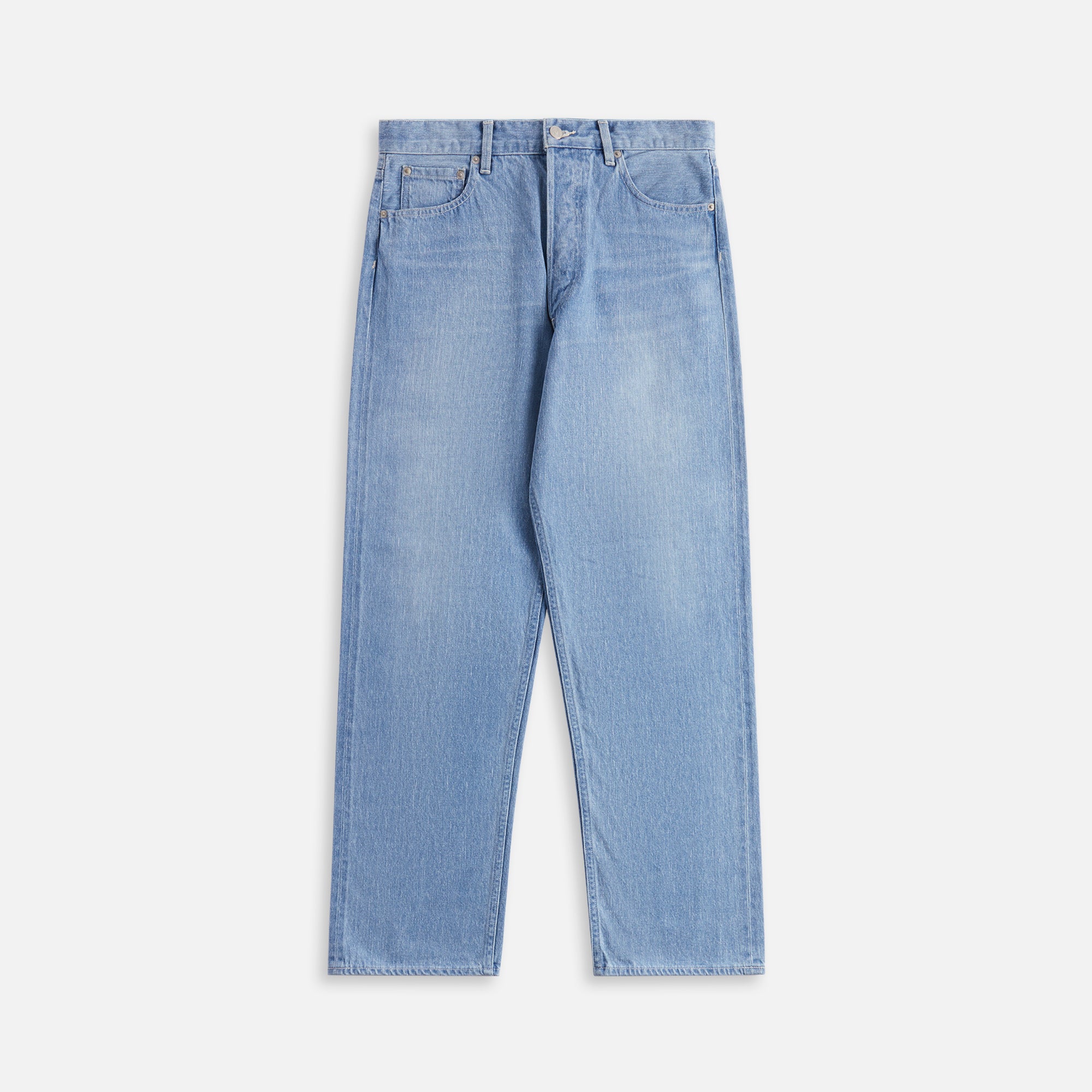 Auralee Selvedge Faded Light Denim Wide Pants - Light Indigo