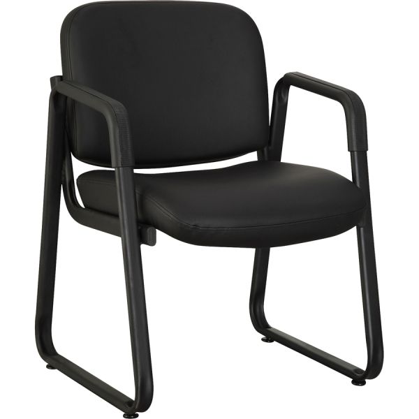 Lorell Black Leather Guest Chair
