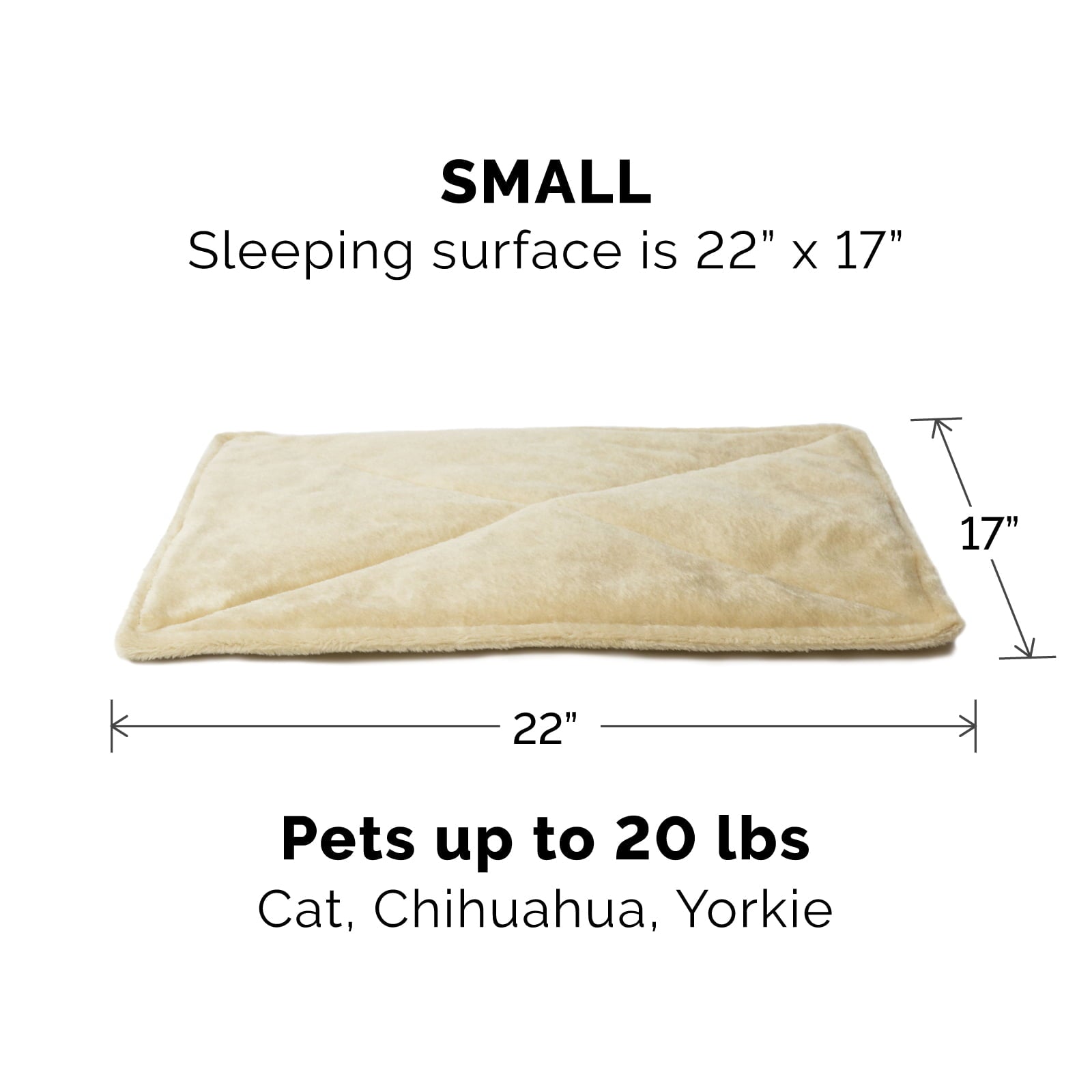 FurHaven | ThermaNAP Faux Fur Self-Warming Pet Bed Mat， Cream， Small