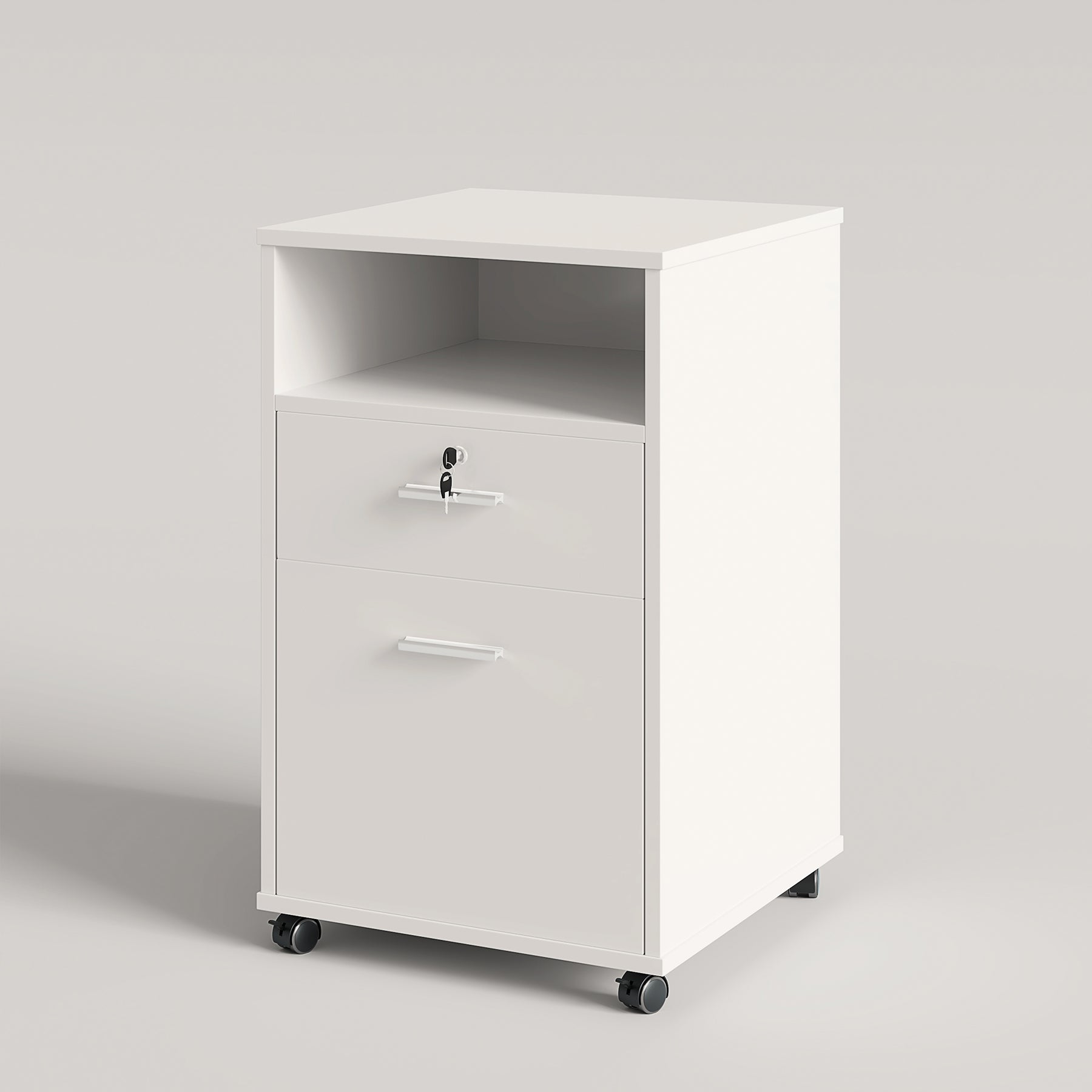 2-Drawer File Cabinet Mobile Printer Stand with Lock