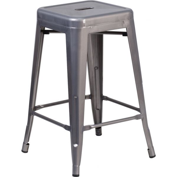 Flash Furniture Backless Metal Indoor Counter Height Stool with Square Seat