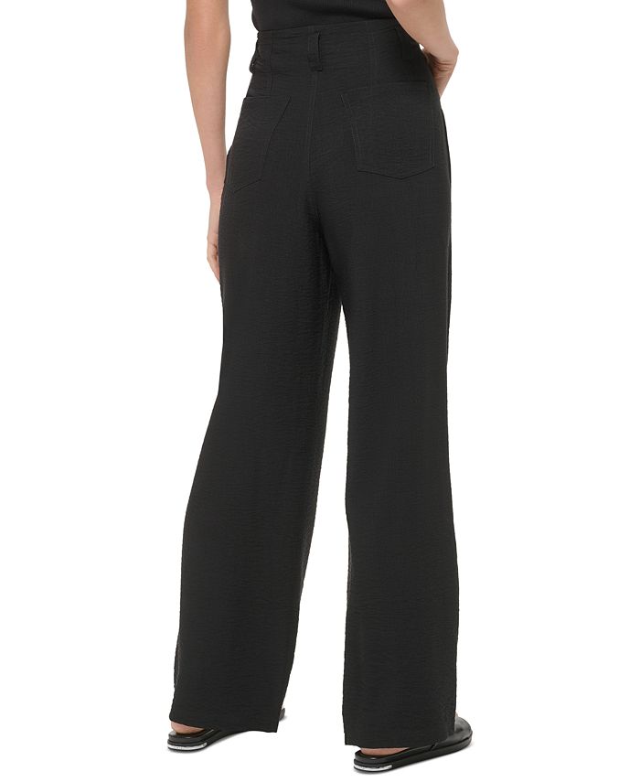 Women's Crinkled High Rise Front-Zip Pants