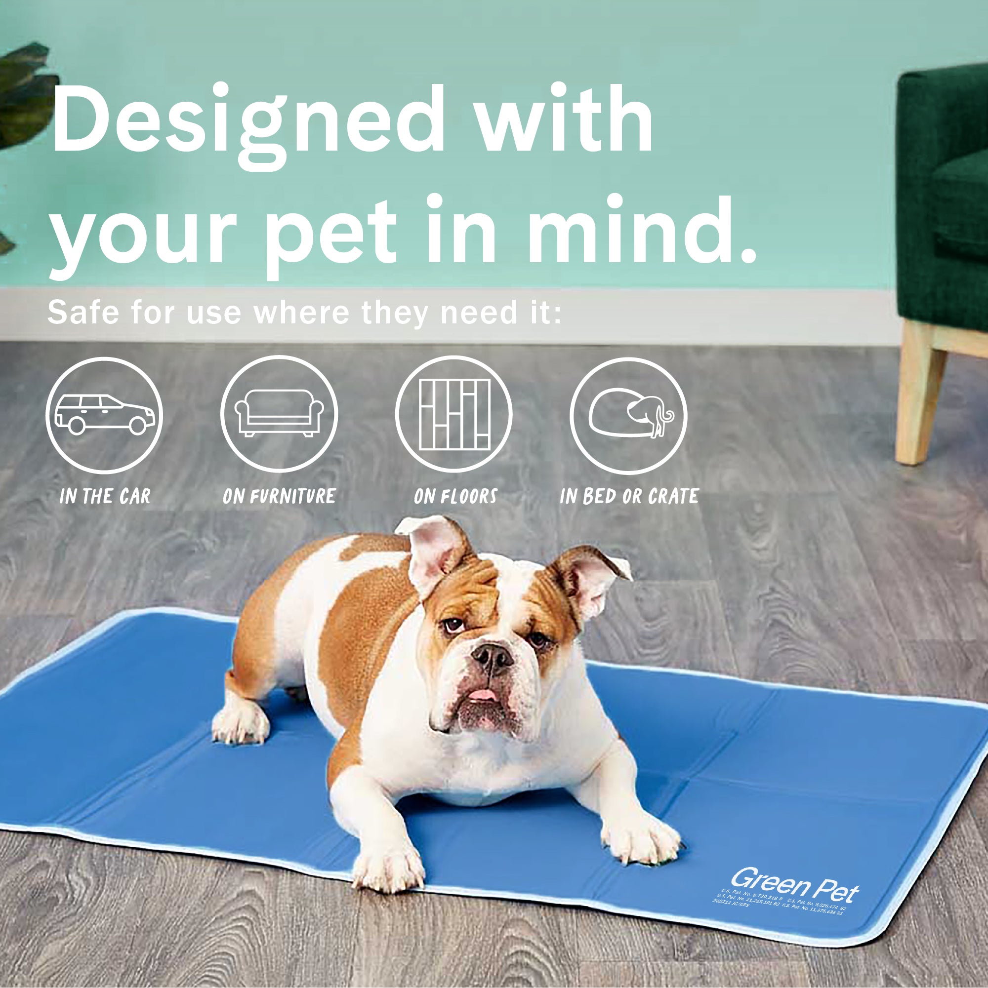 The Green Pet Shop Dog Cooling Mat， Medium - Pressure-Activated Gel Dog Cooling Pad - This Pet Cooling Mat Keeps Dogs and Cats Comfortable， Avoid Overheating - Ideal for 21 - 45 Lb. Dogs