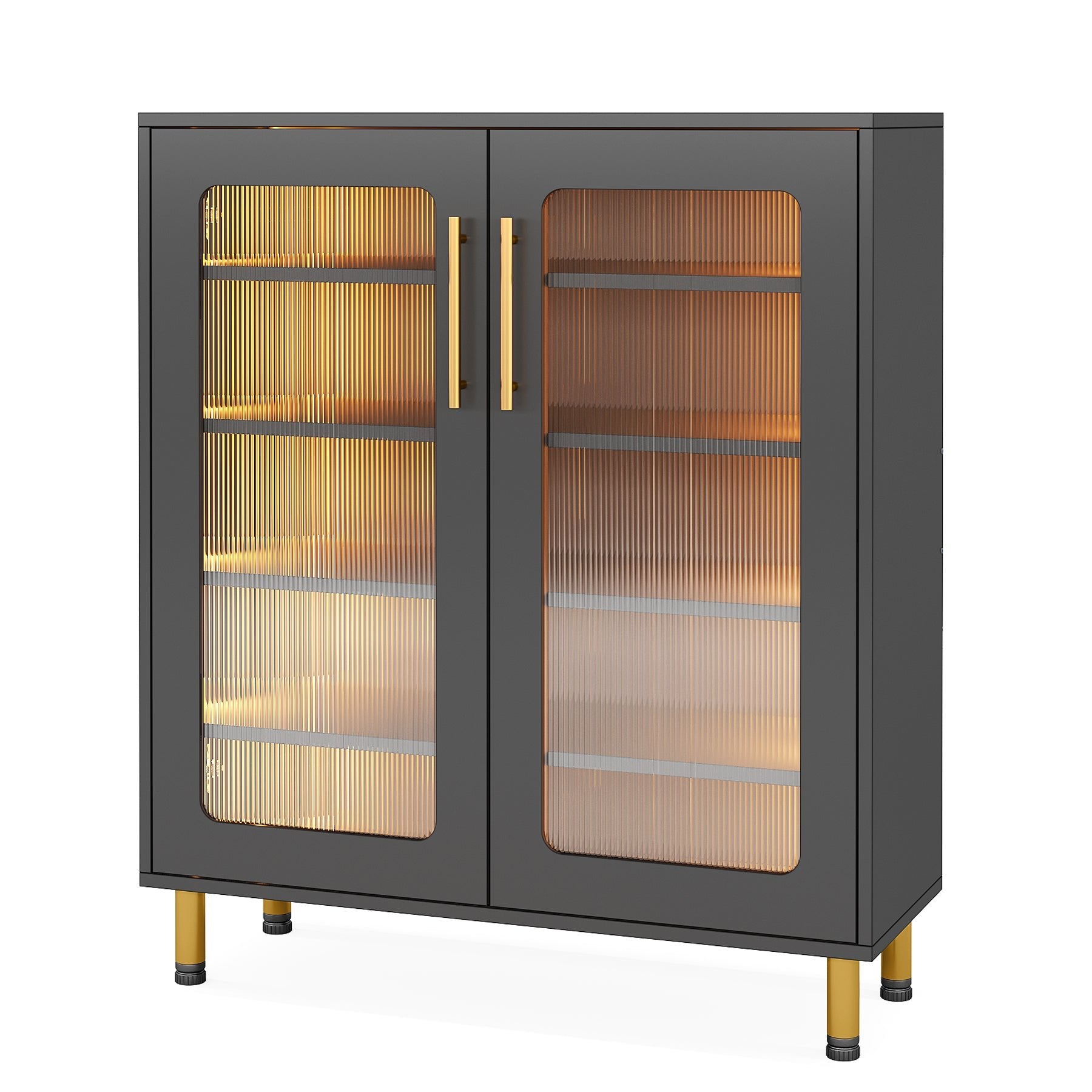 Modern Sideboard Buffet Storage Cabinet with LED Light & Acrylic Doors