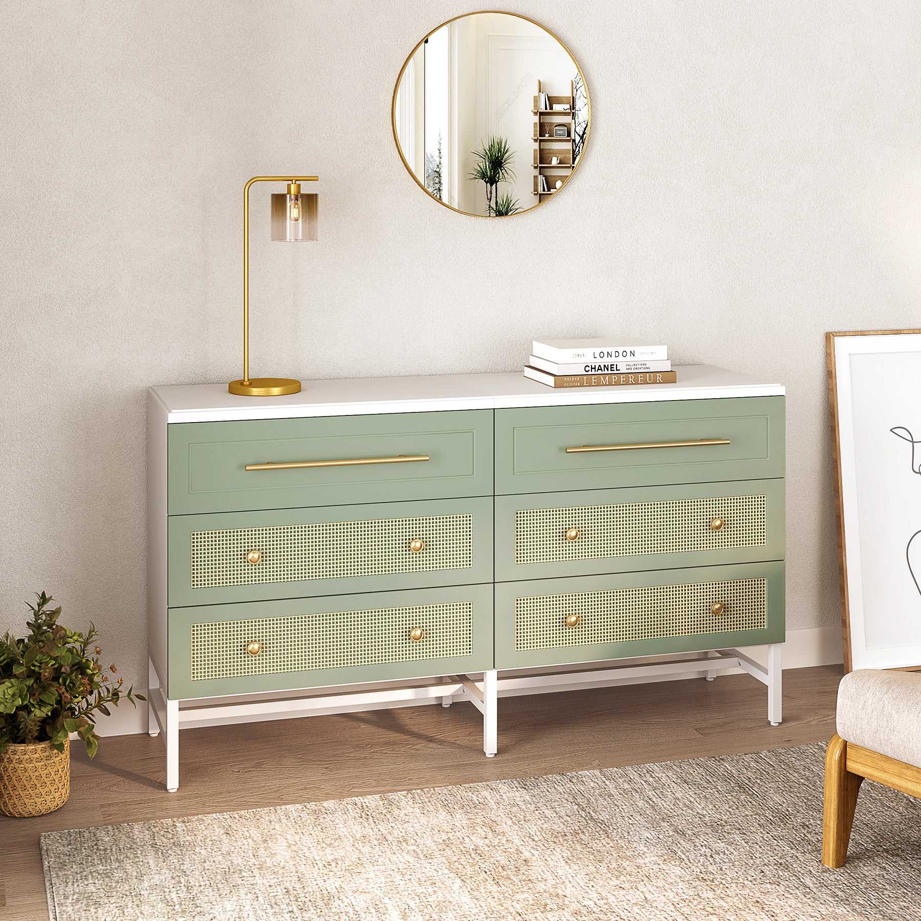 Modern 6 Drawer Dresser, 55