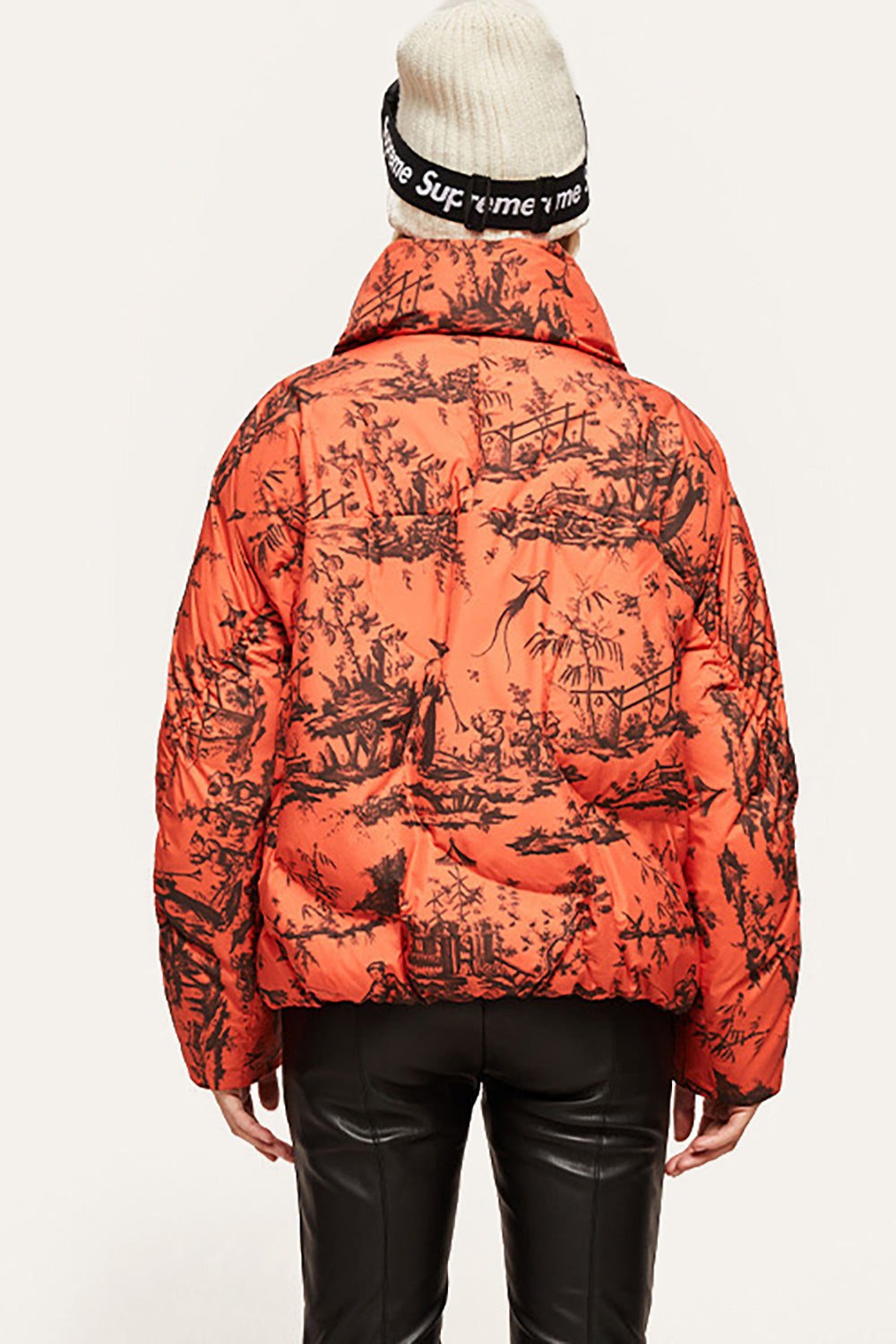 Stand-Up Collar Ink painting Warm White Duck Down Jacket
