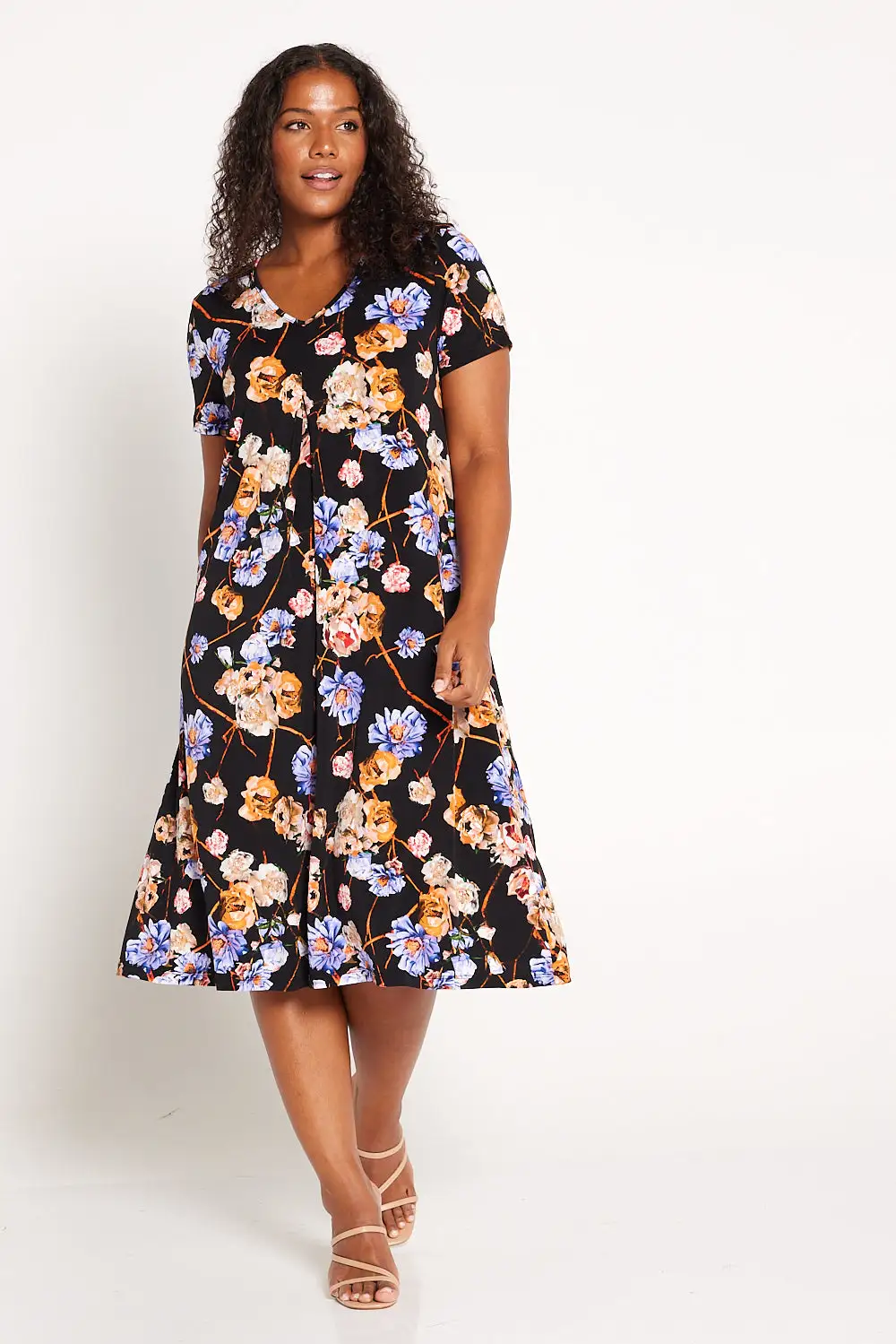 Muriel Invert Pleat Dress - Dusk Roses