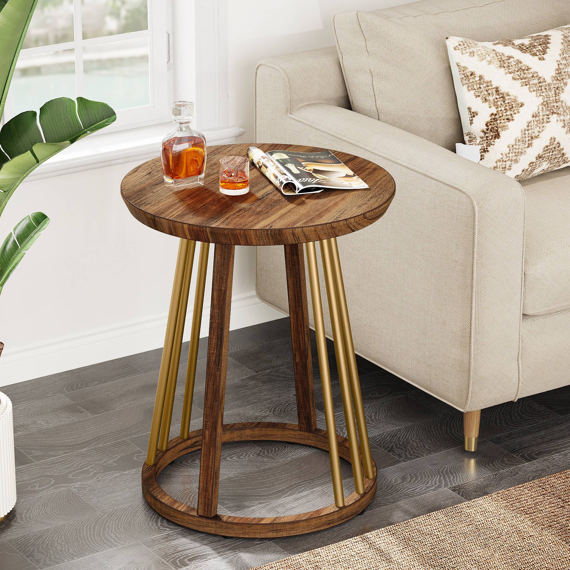 Round End Table, Modern Bedside Table Sofa Side Table for Couch