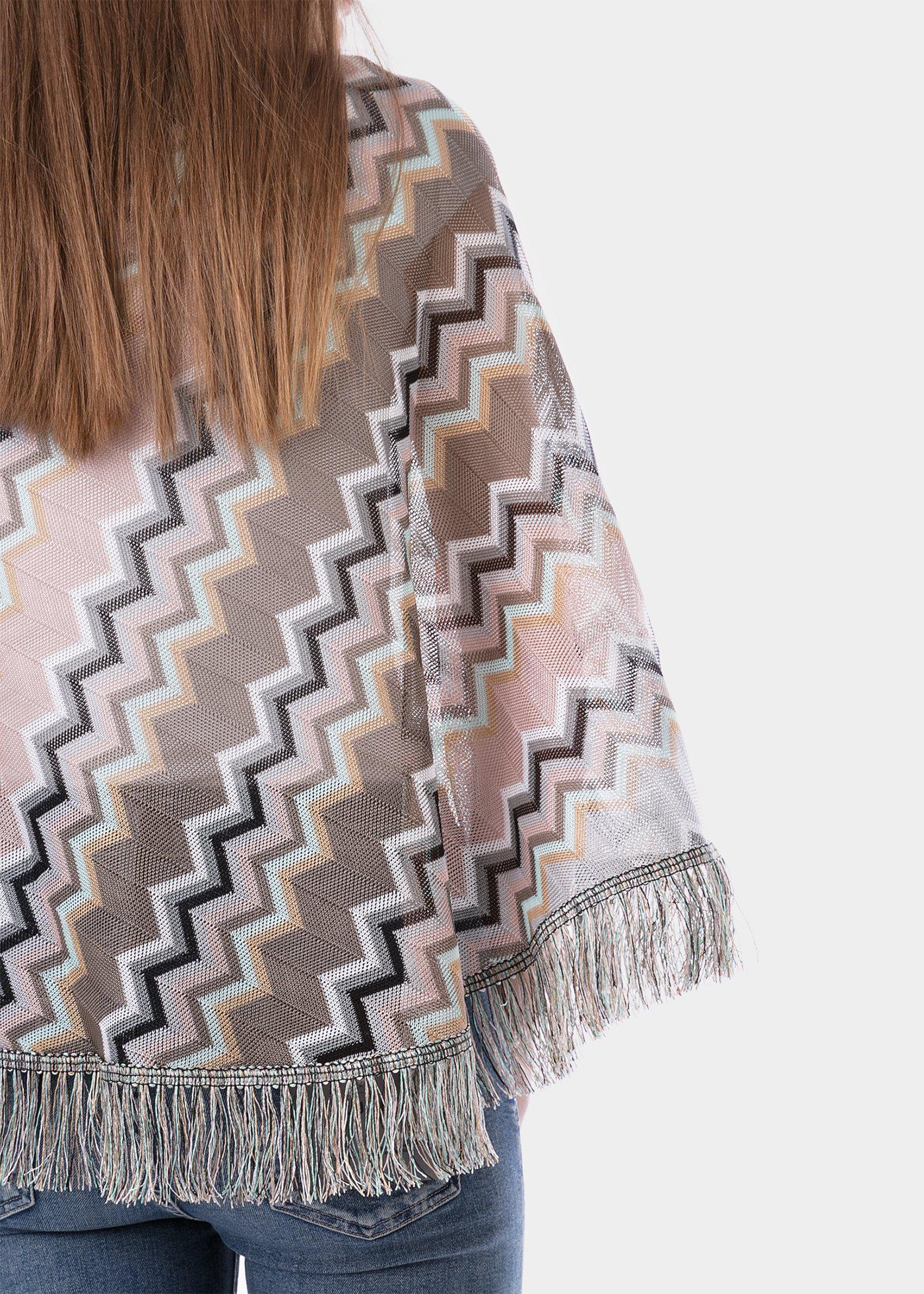 Poncho zig zag rosa beige nero