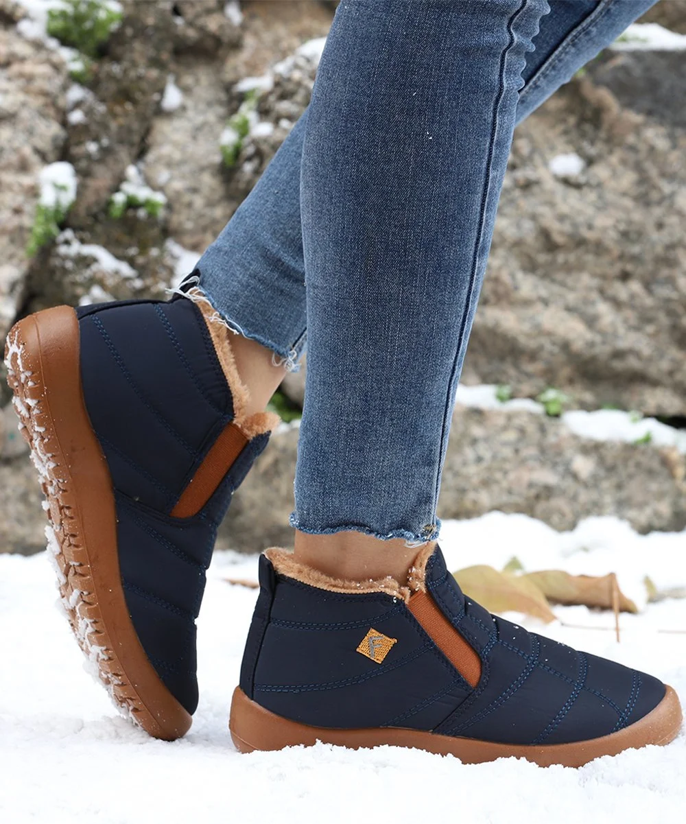 Navy Blue Quilted Snow Boot - Women